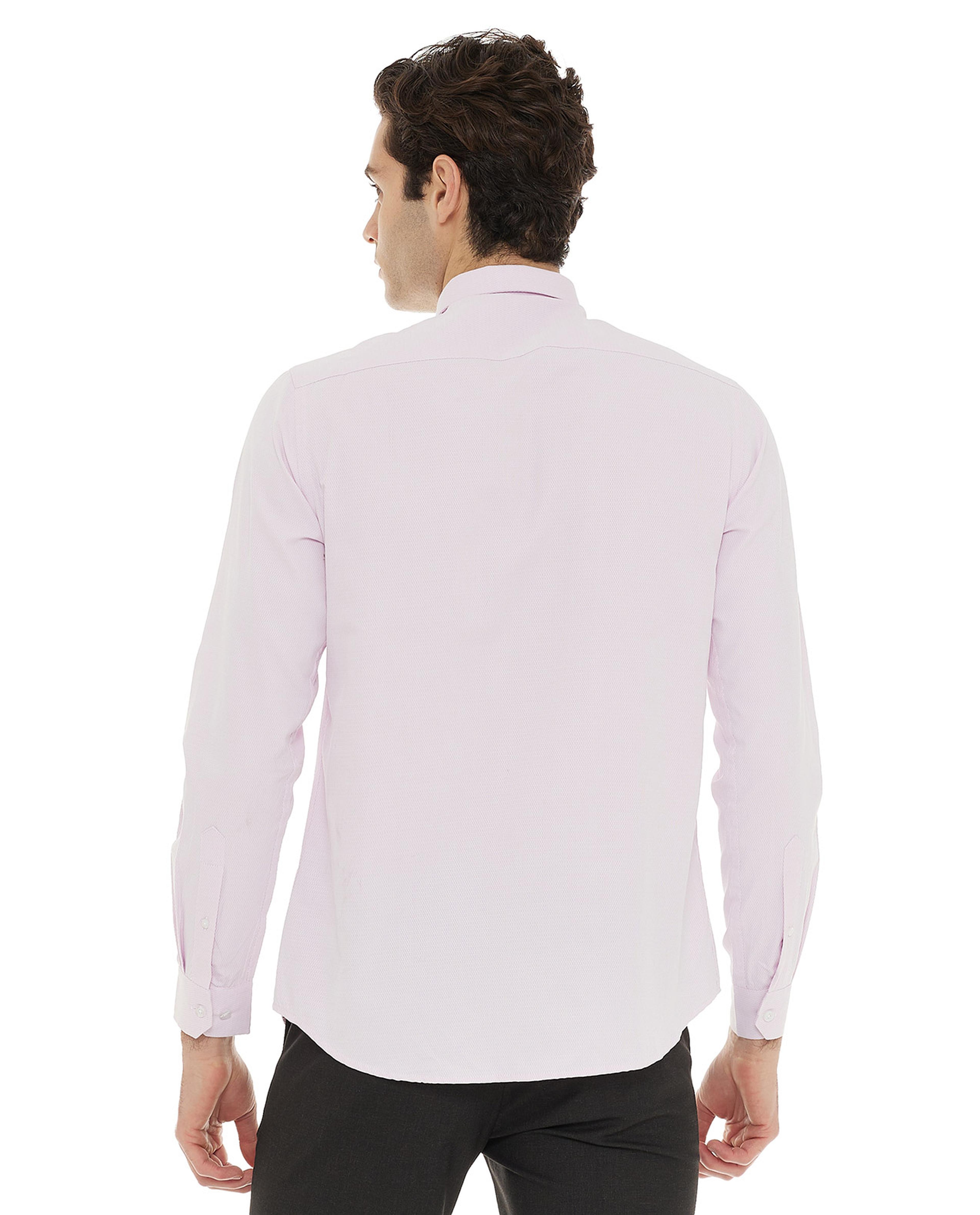 Solid Shirt with Classic Collar and Long Sleeves