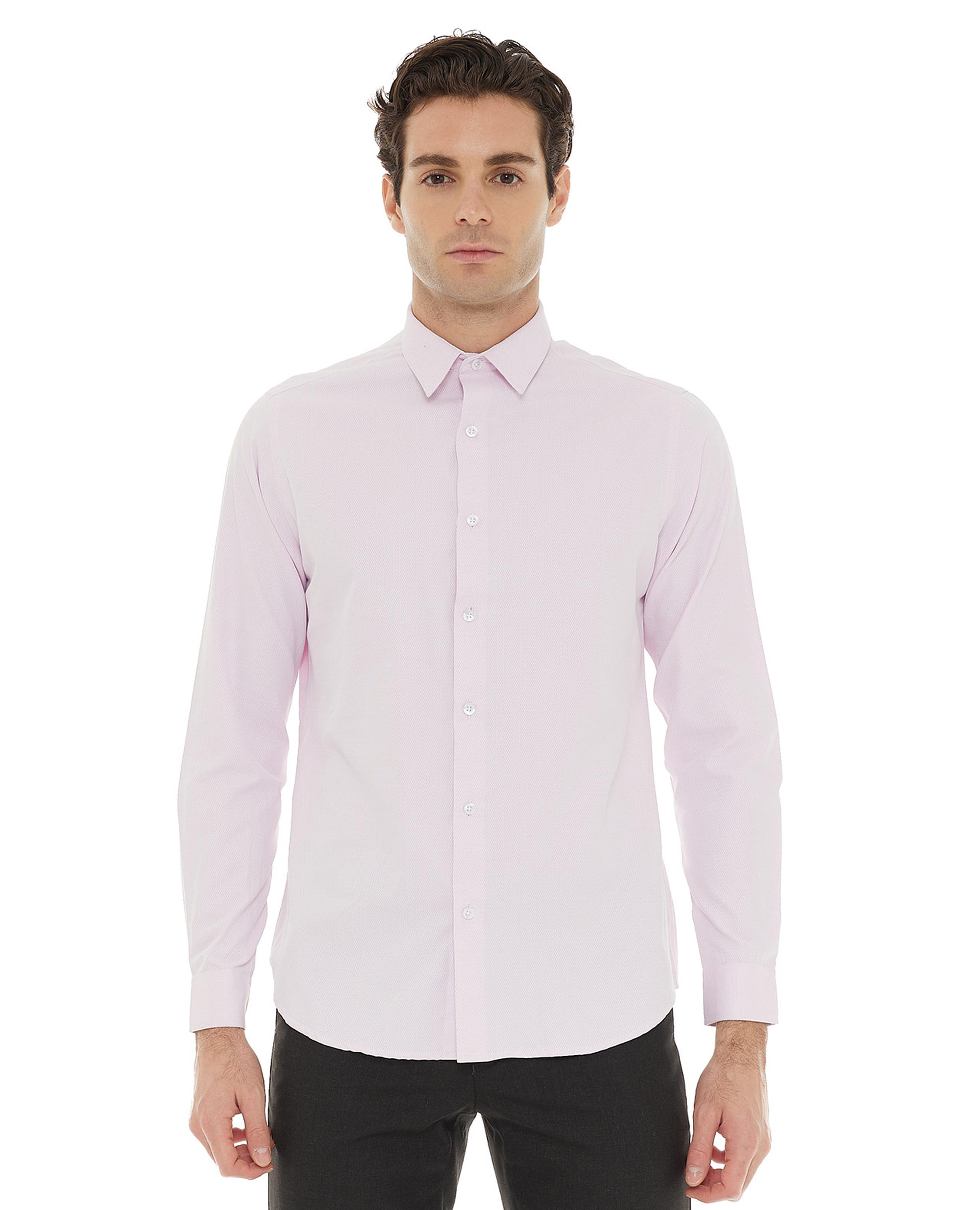 Solid Shirt with Classic Collar and Long Sleeves