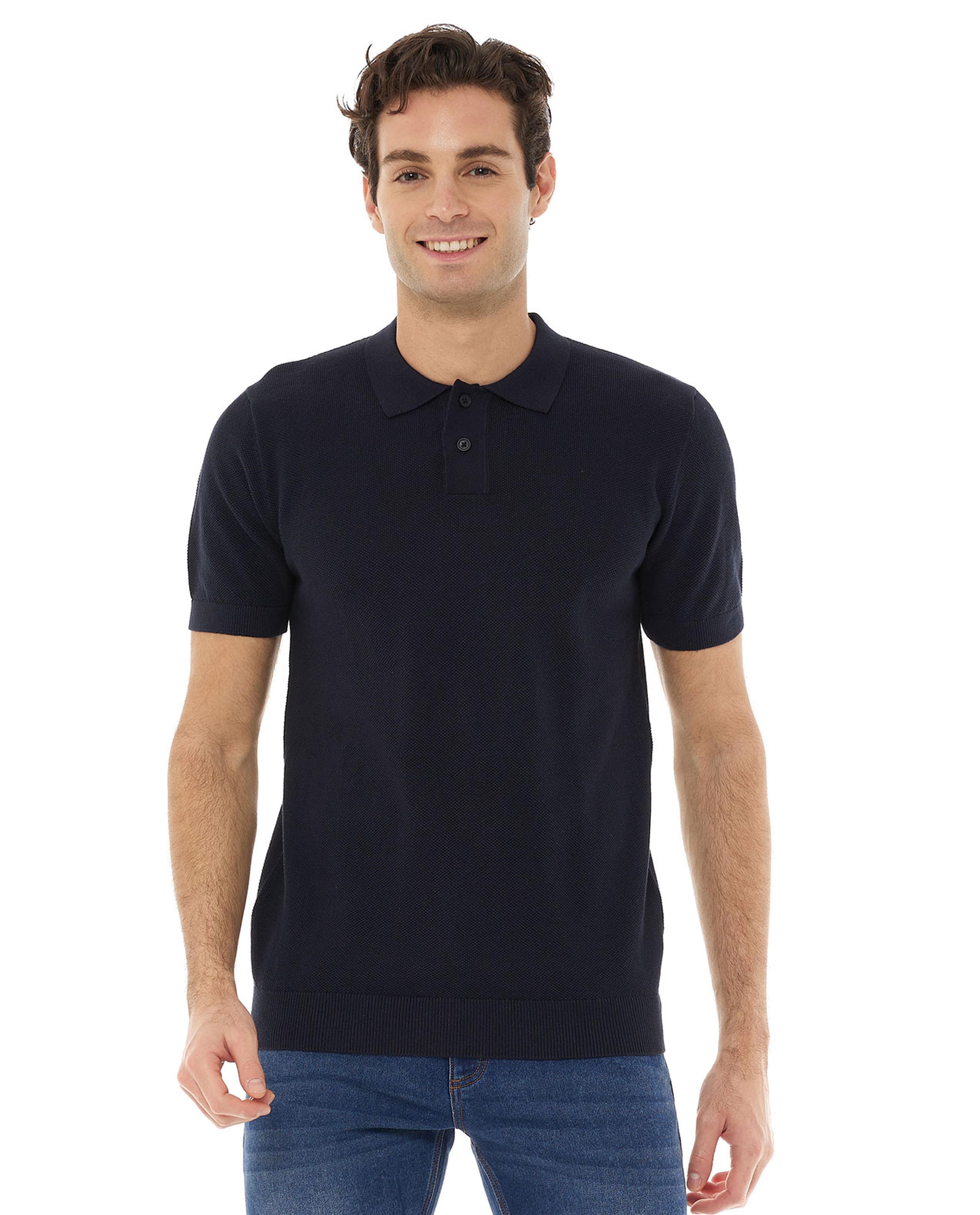 Solid T-Shirt with Polo Collar and Short Sleeves