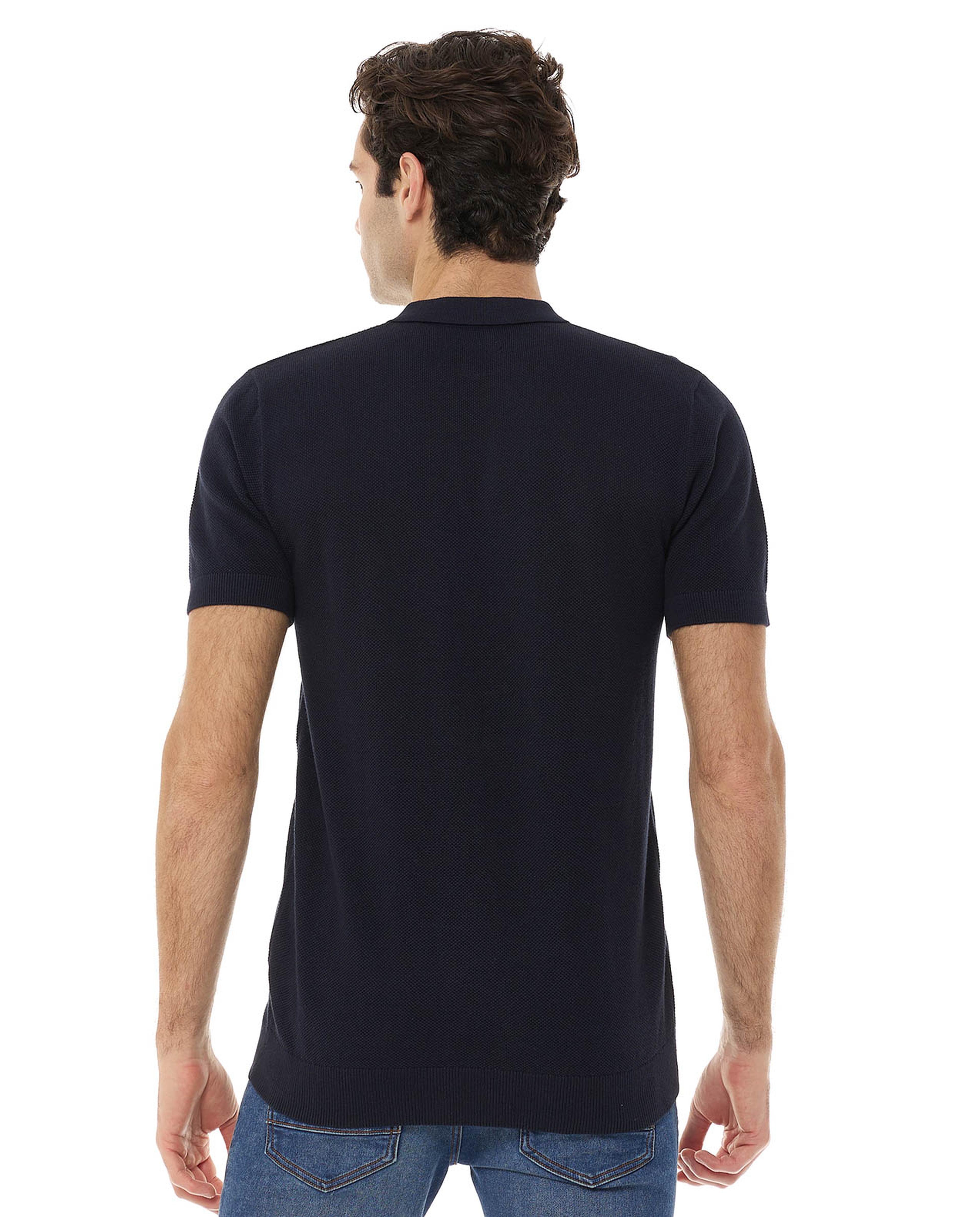 Solid T-Shirt with Polo Collar and Short Sleeves