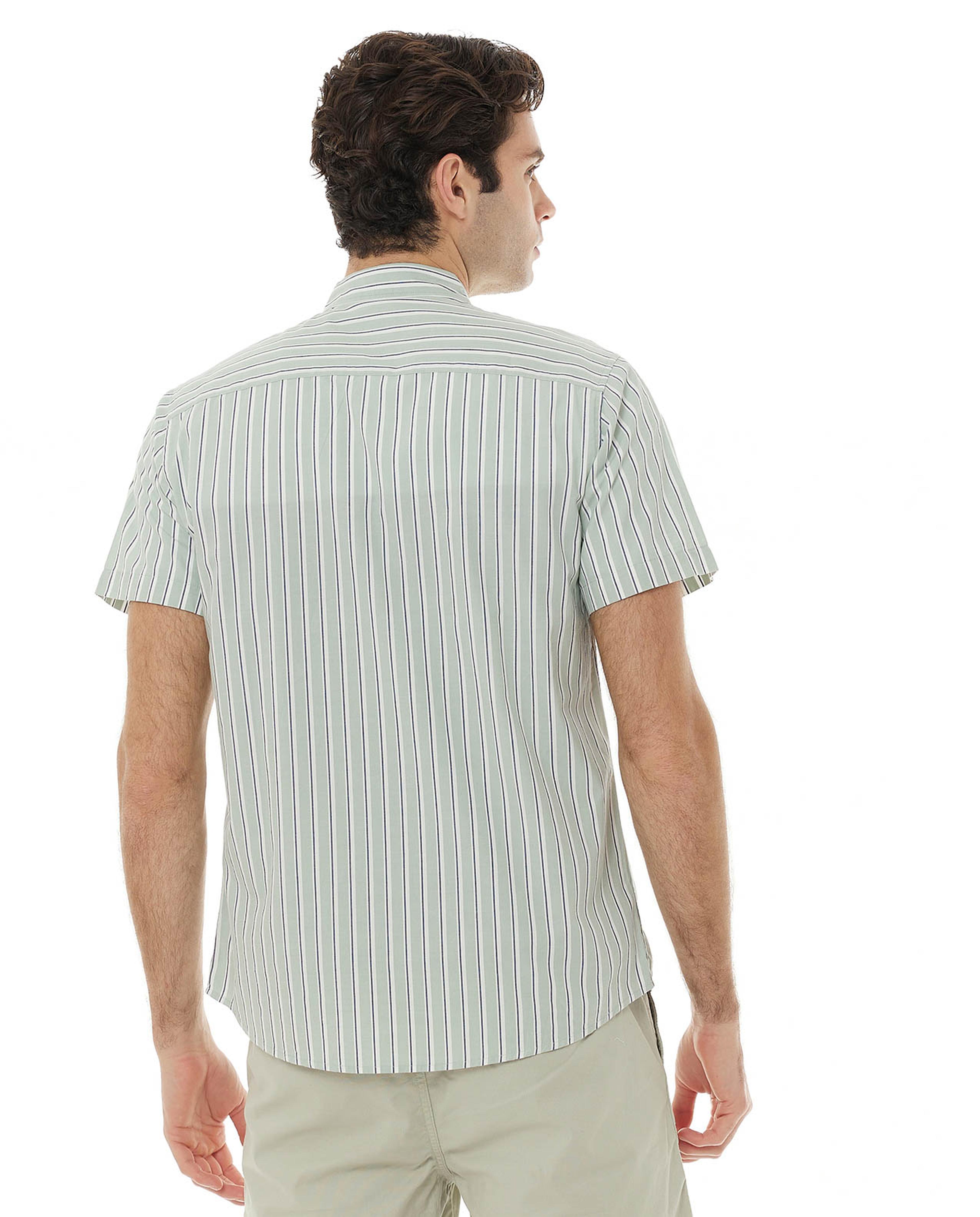 Striped Shirt with Classic Collar and Short Sleeves