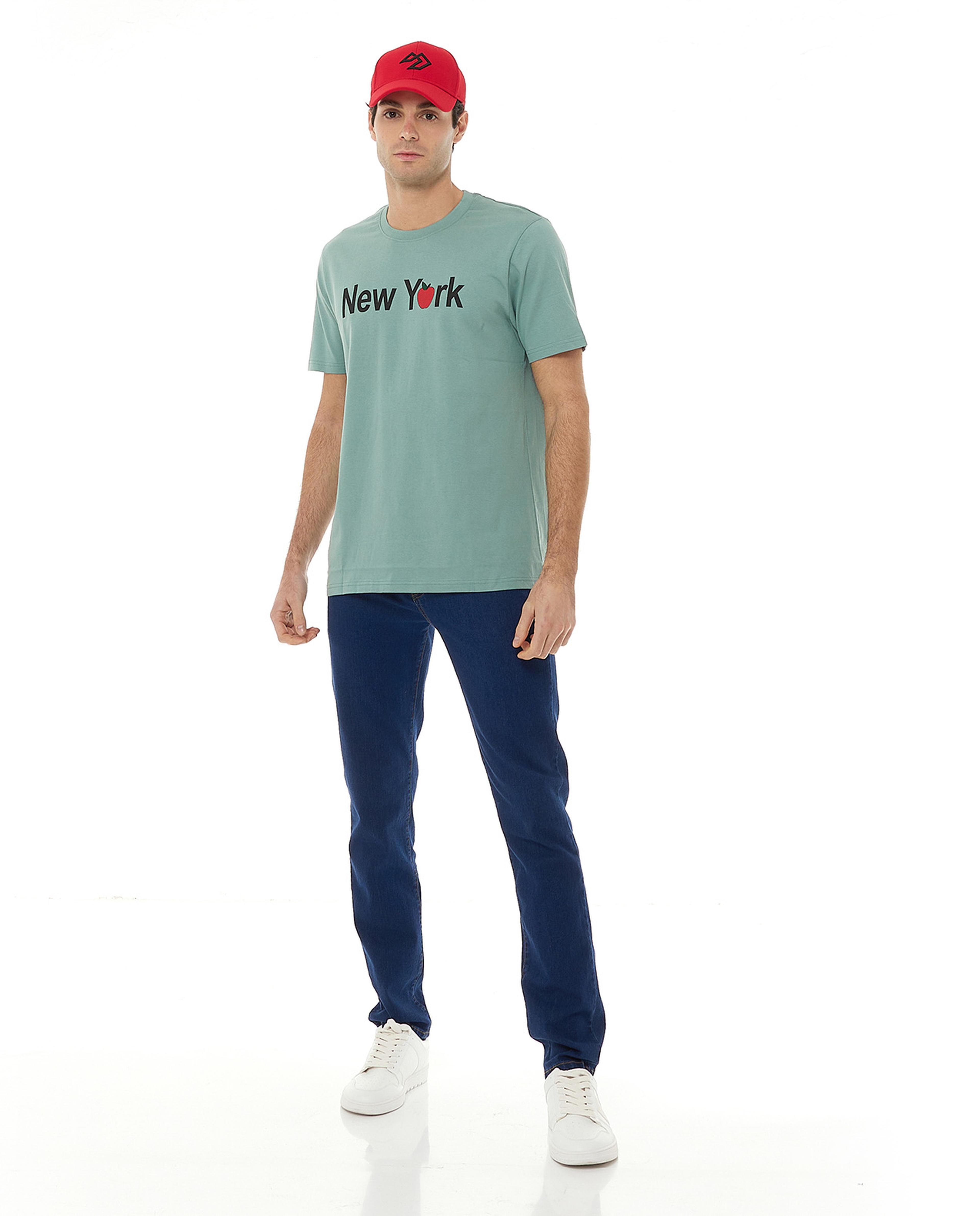 Typography Printed T-Shirt with Crew Neck and Short Sleeves