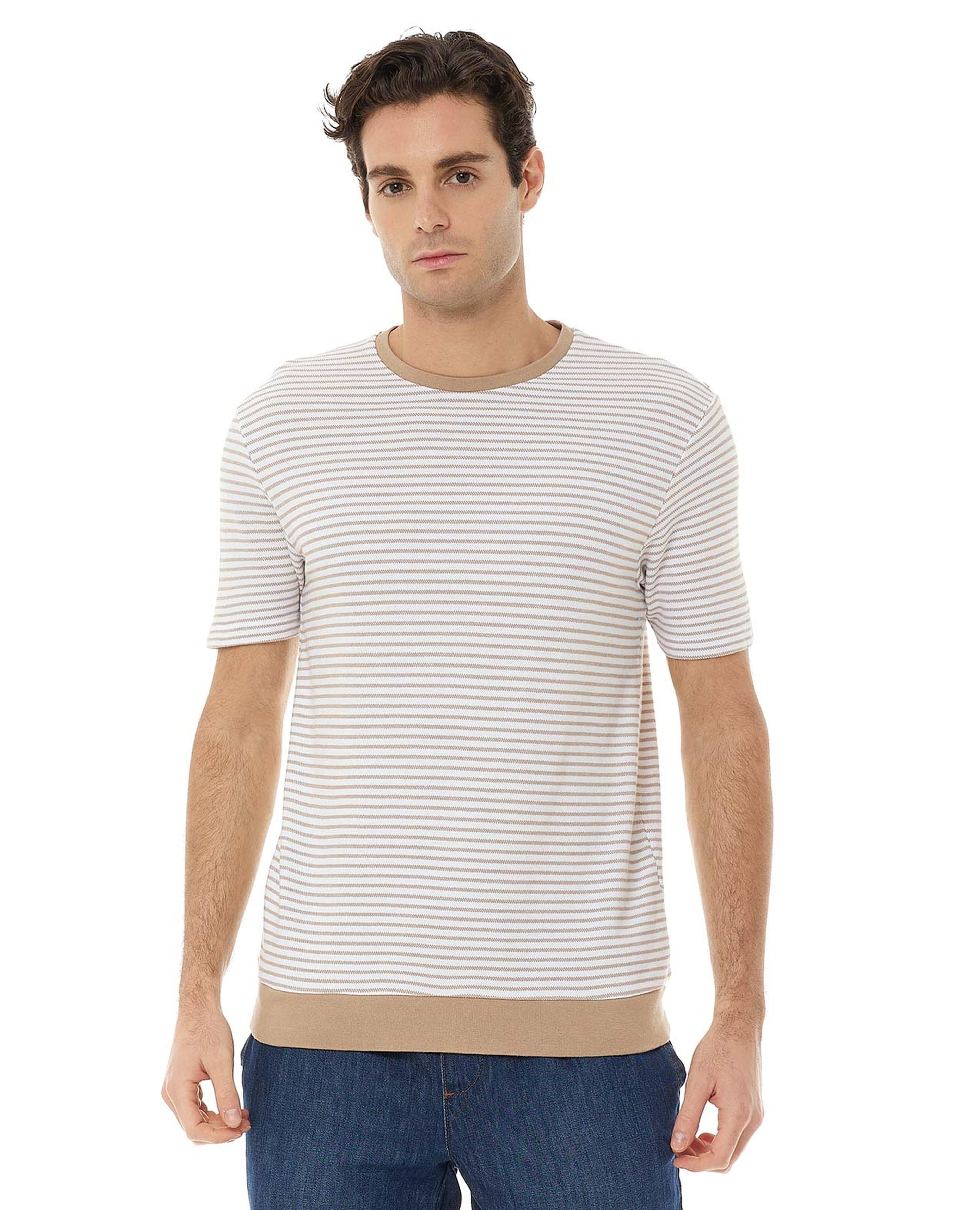 Striped T-Shirt with Crew Neck and Short Sleeves