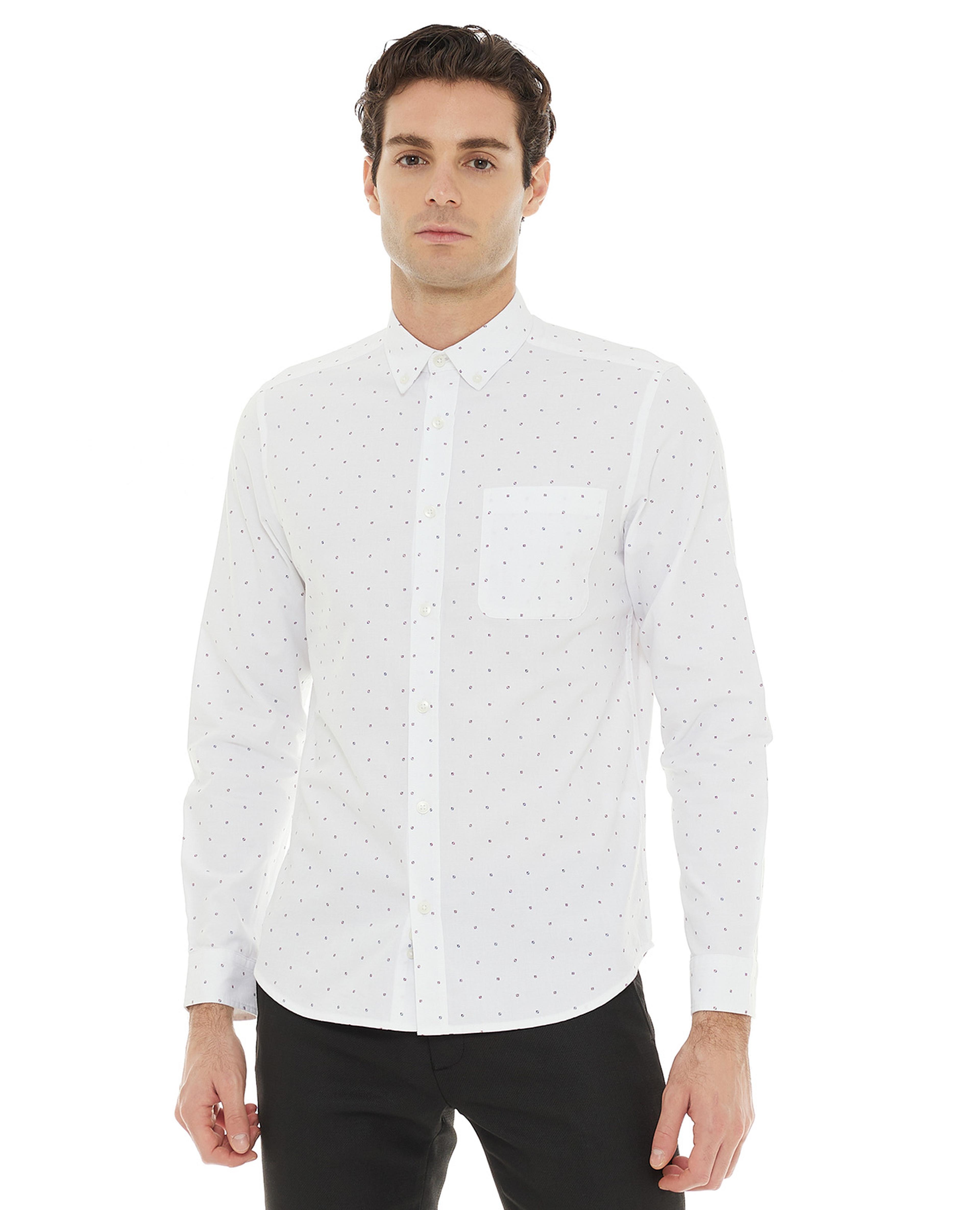 Polka Dot Shirt with Classic Collar and Short Sleeves