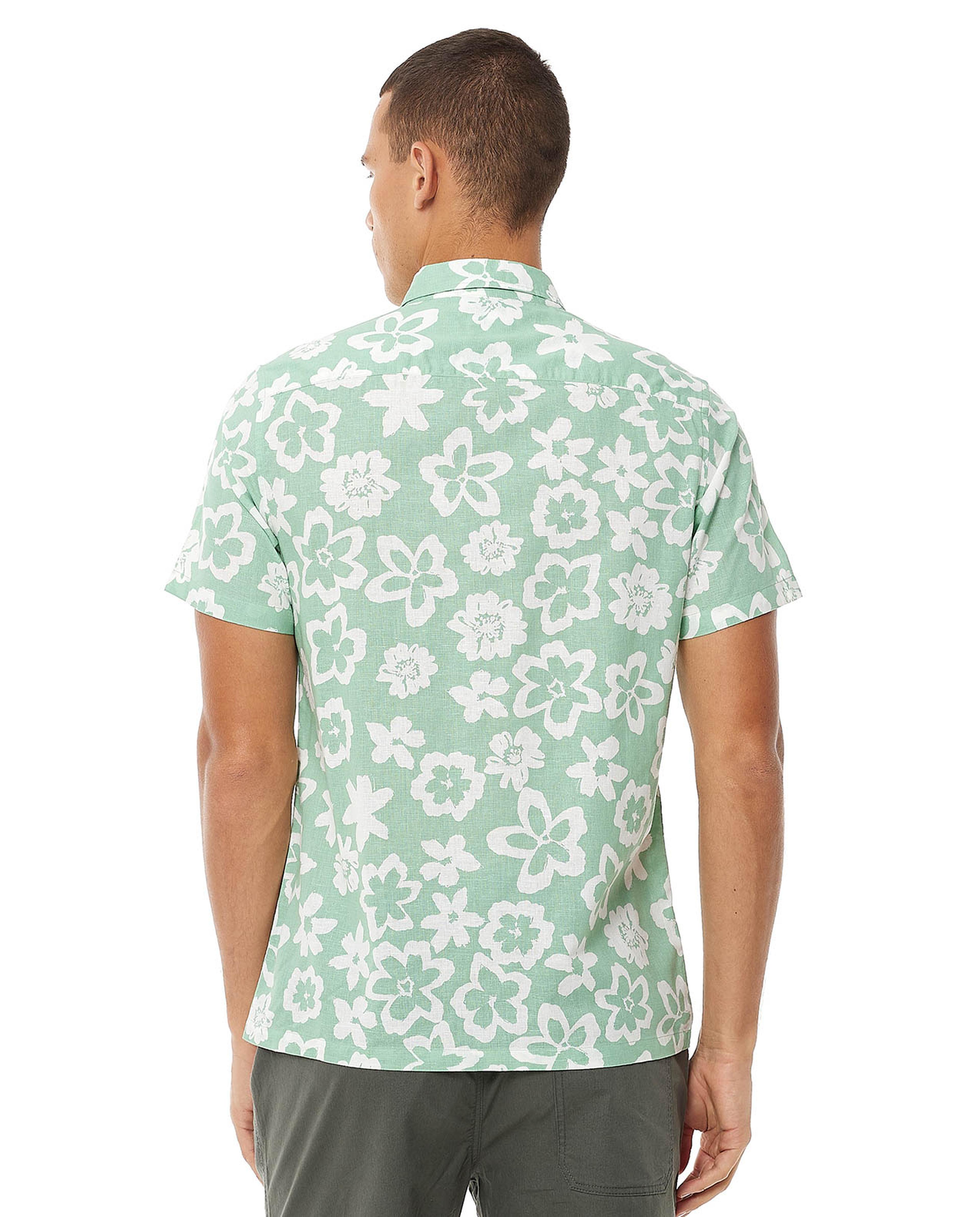 Floral Printed Shirt with Classic Collar and Short Sleeves