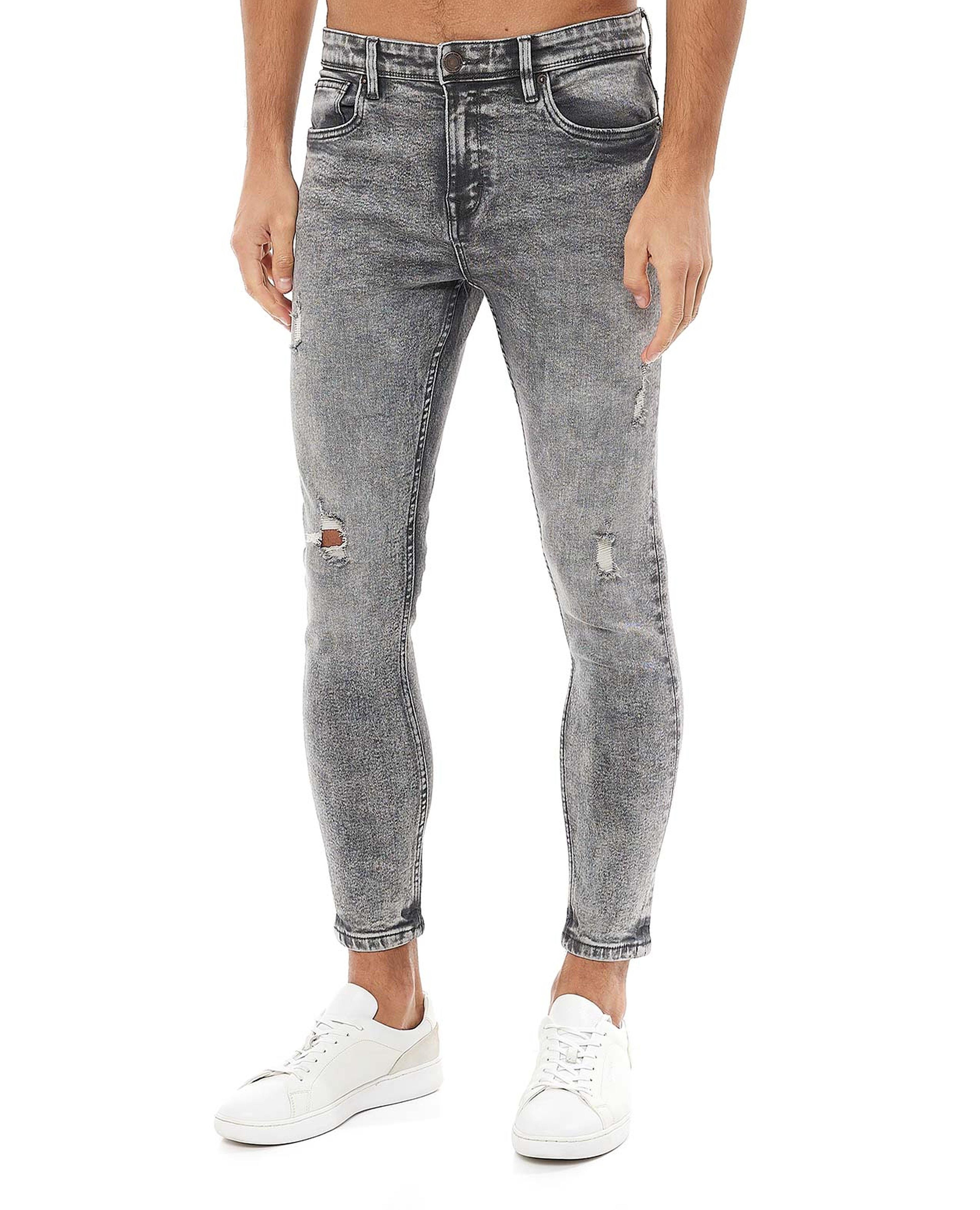 Ripped Jeans with Button Closure