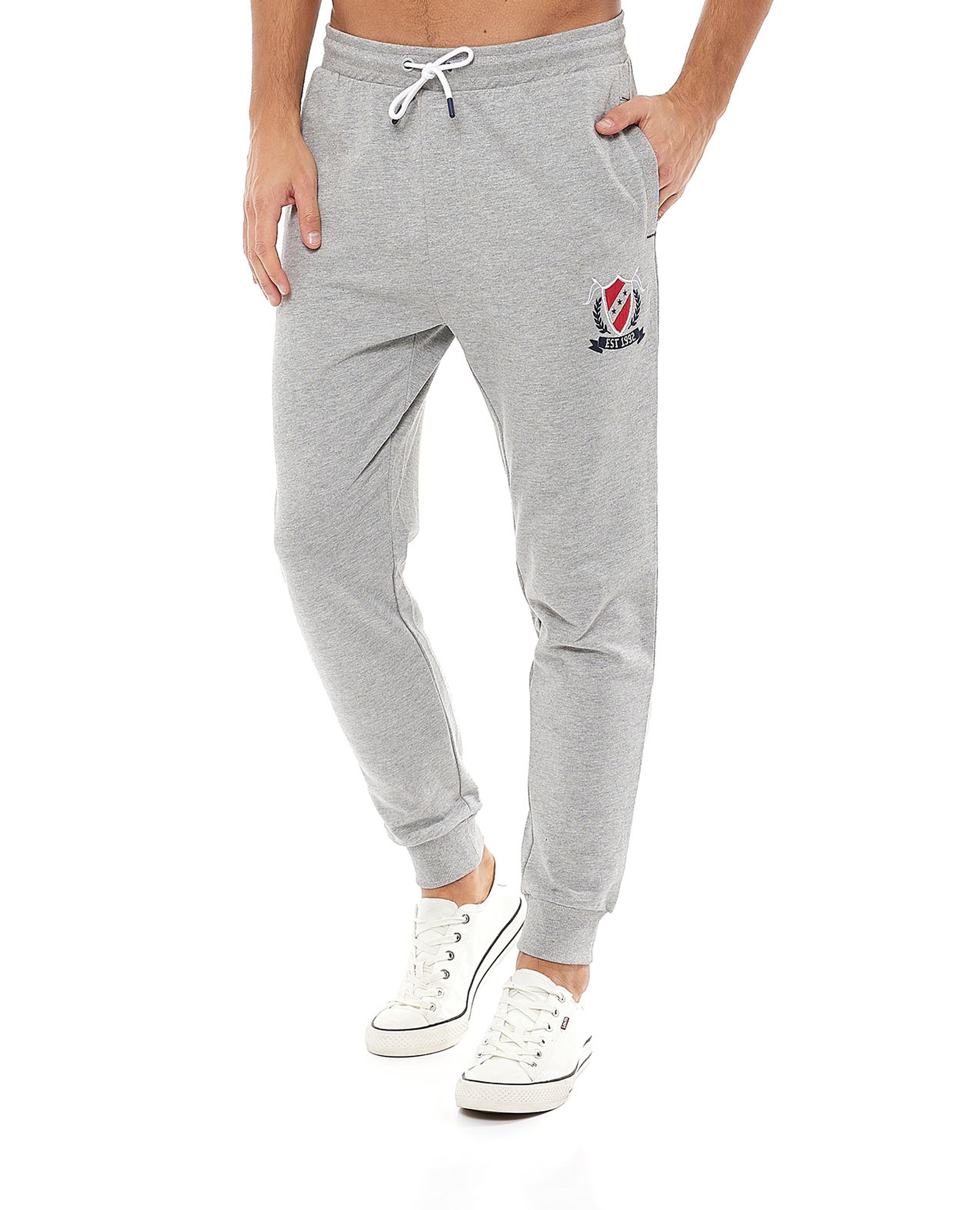 Crest Embroidered Joggers with Drawstring Waist