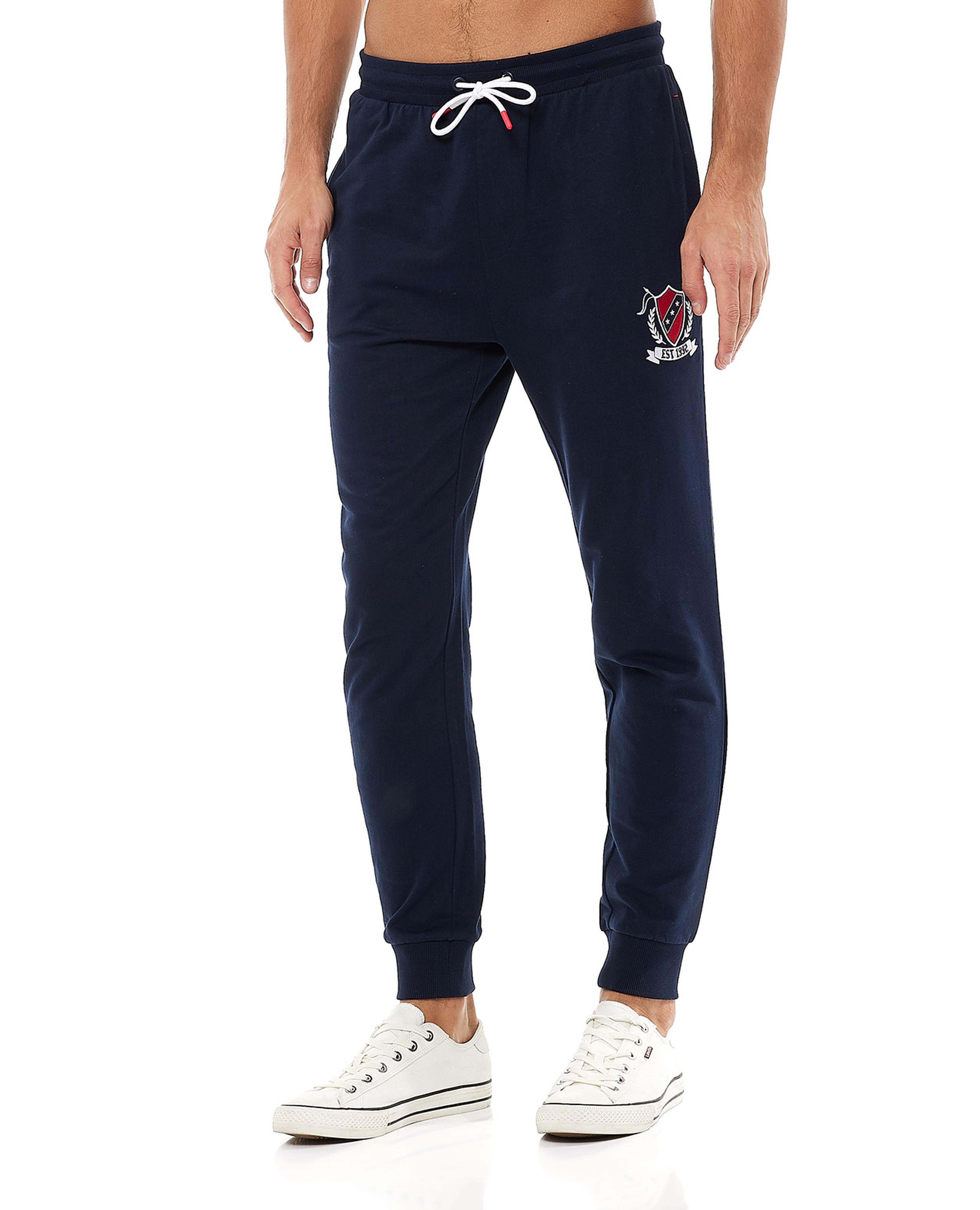 Crest Embroidered Joggers with Drawstring Waist