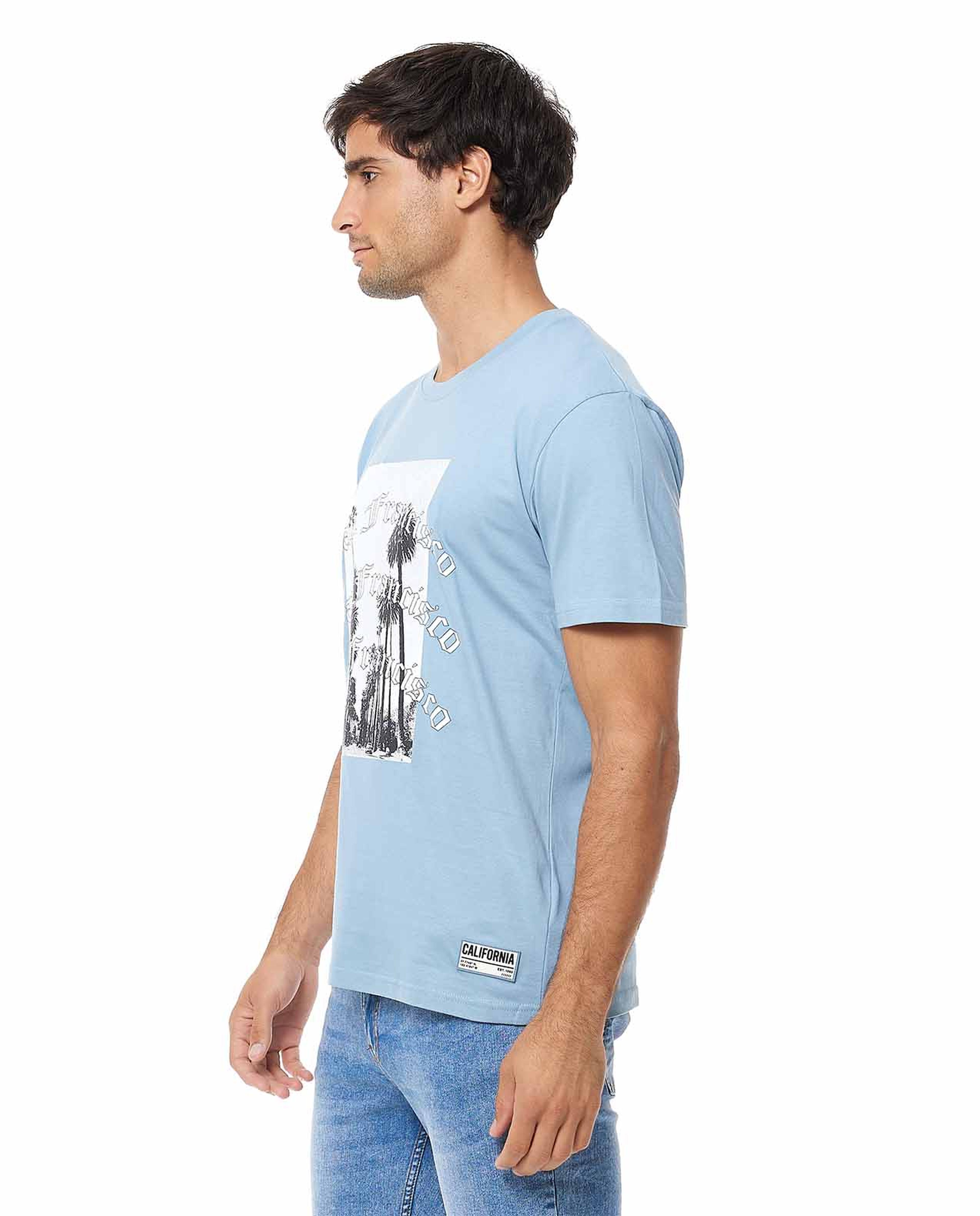 Graphic Print T-Shirt with Crew Neck and Short Sleeves