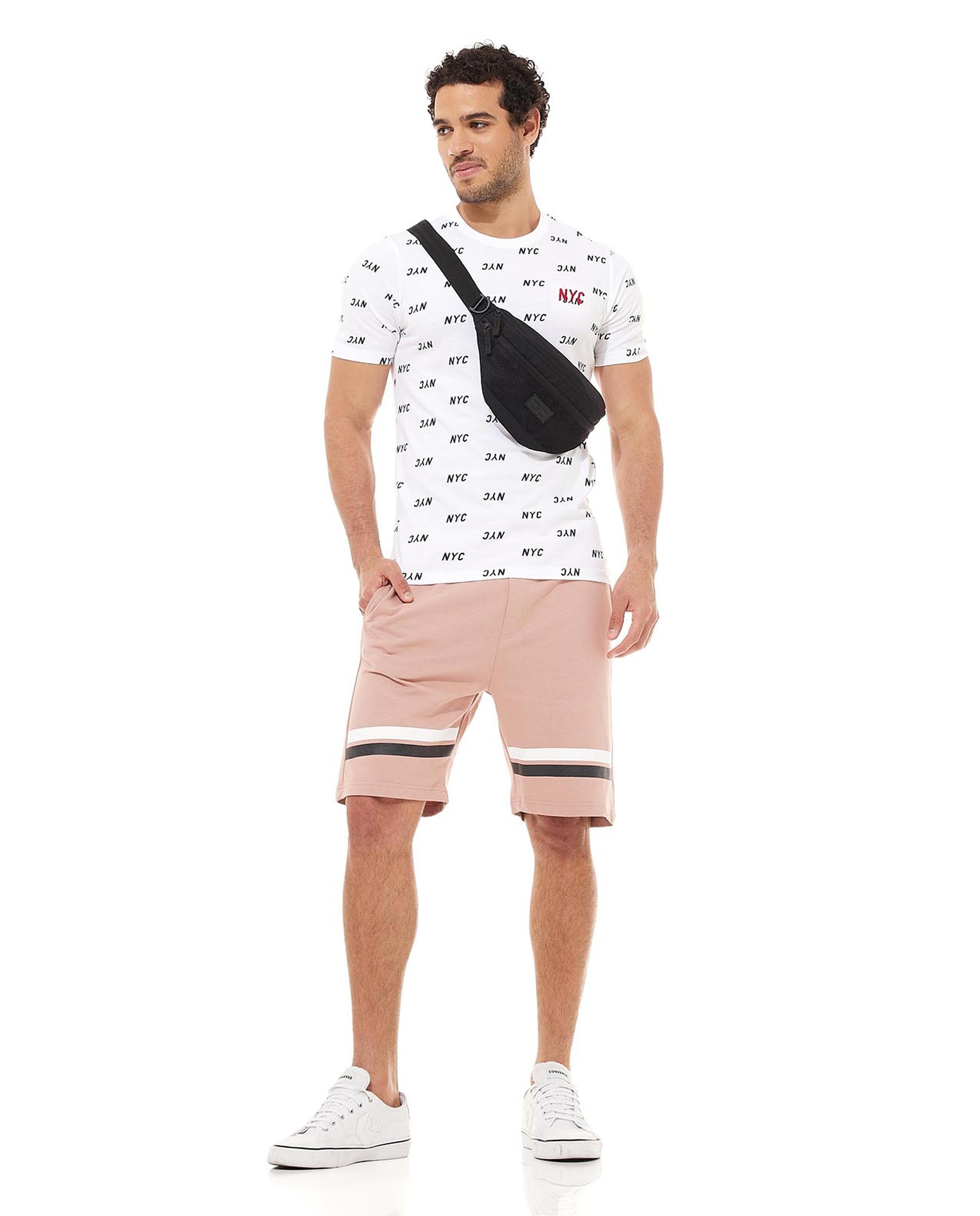 All Over Print T-Shirt with Crew Neck and Short Sleeves