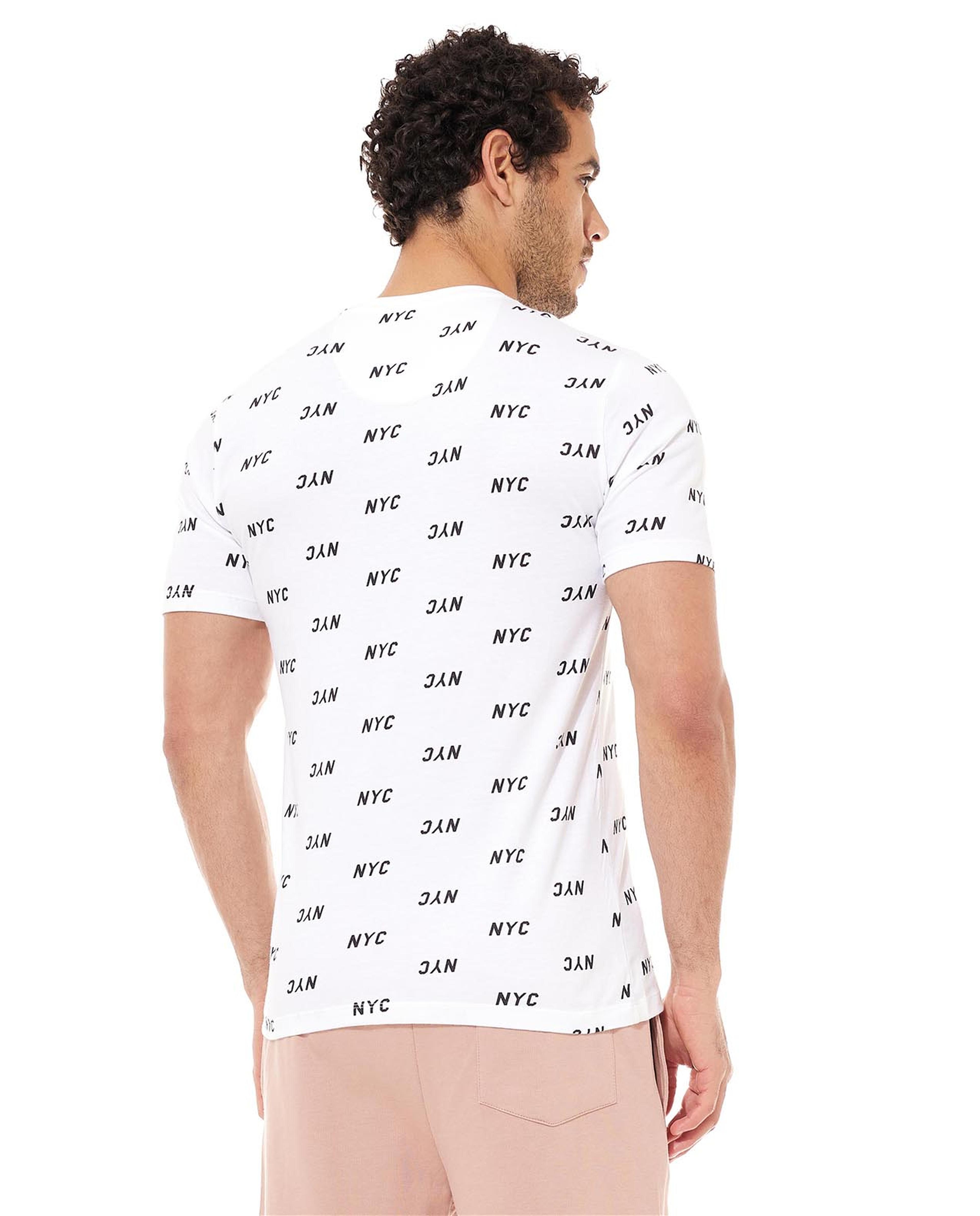 All Over Print T-Shirt with Crew Neck and Short Sleeves