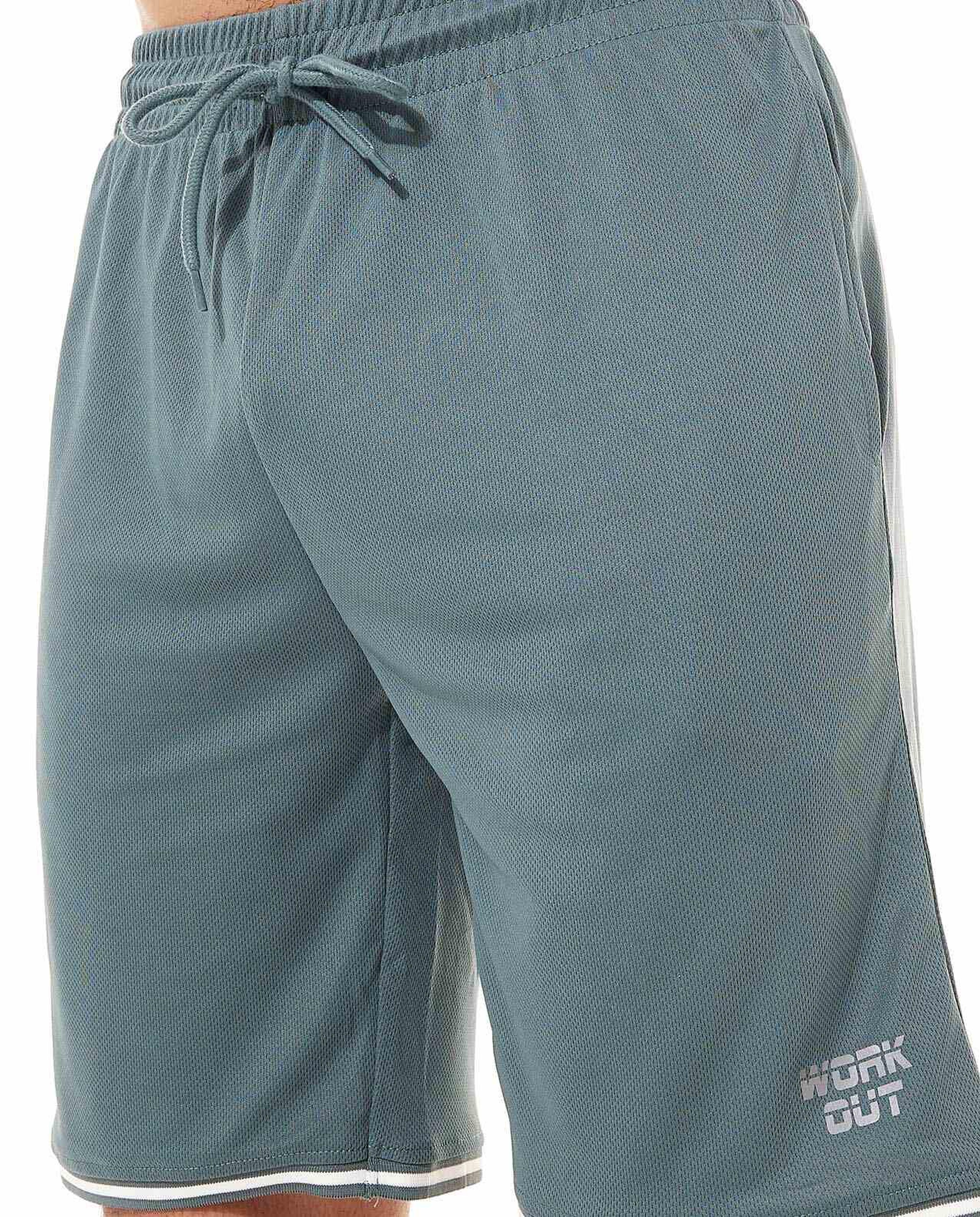 Solid Active Shorts with Drawstring Waist