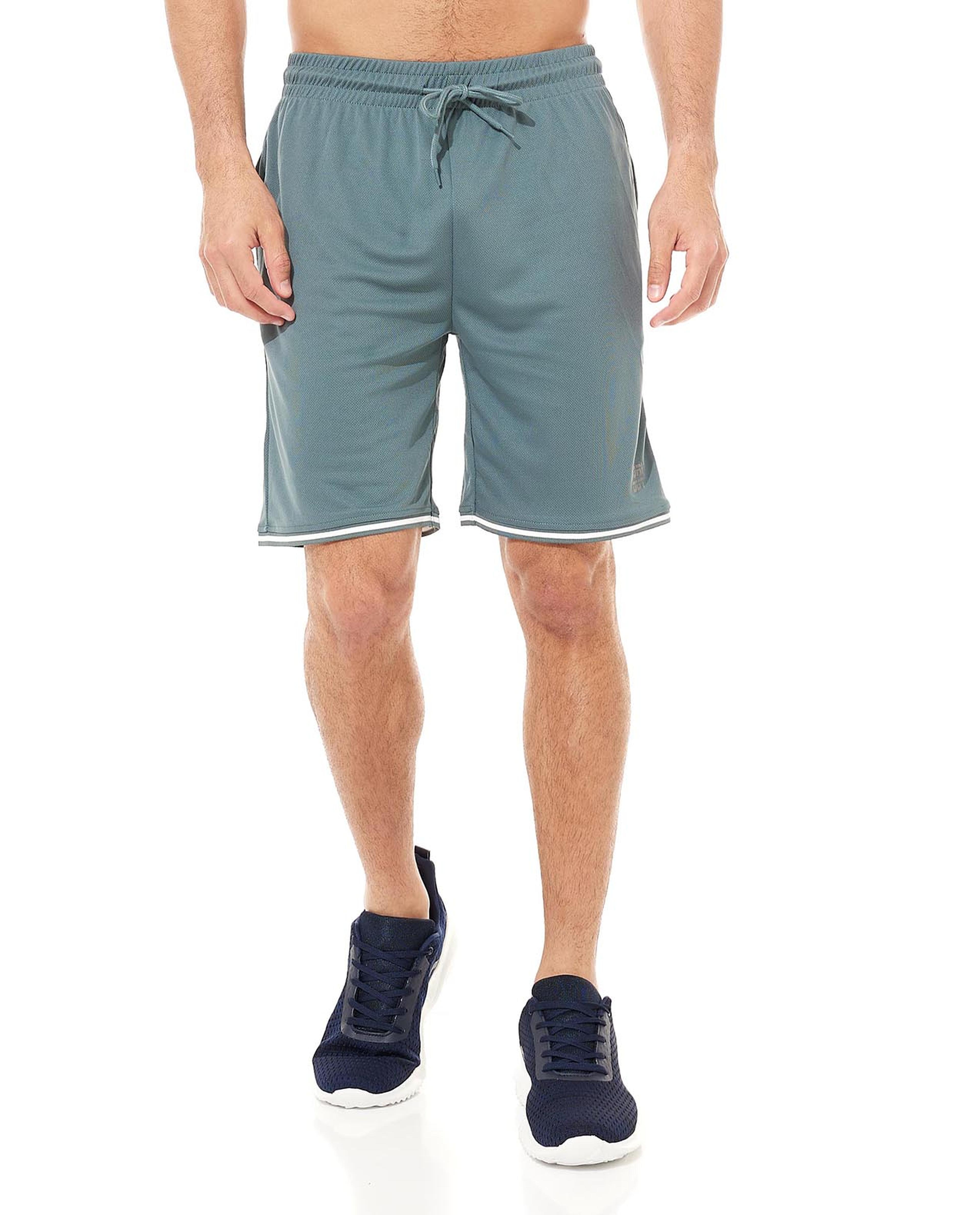 Solid Active Shorts with Drawstring Waist