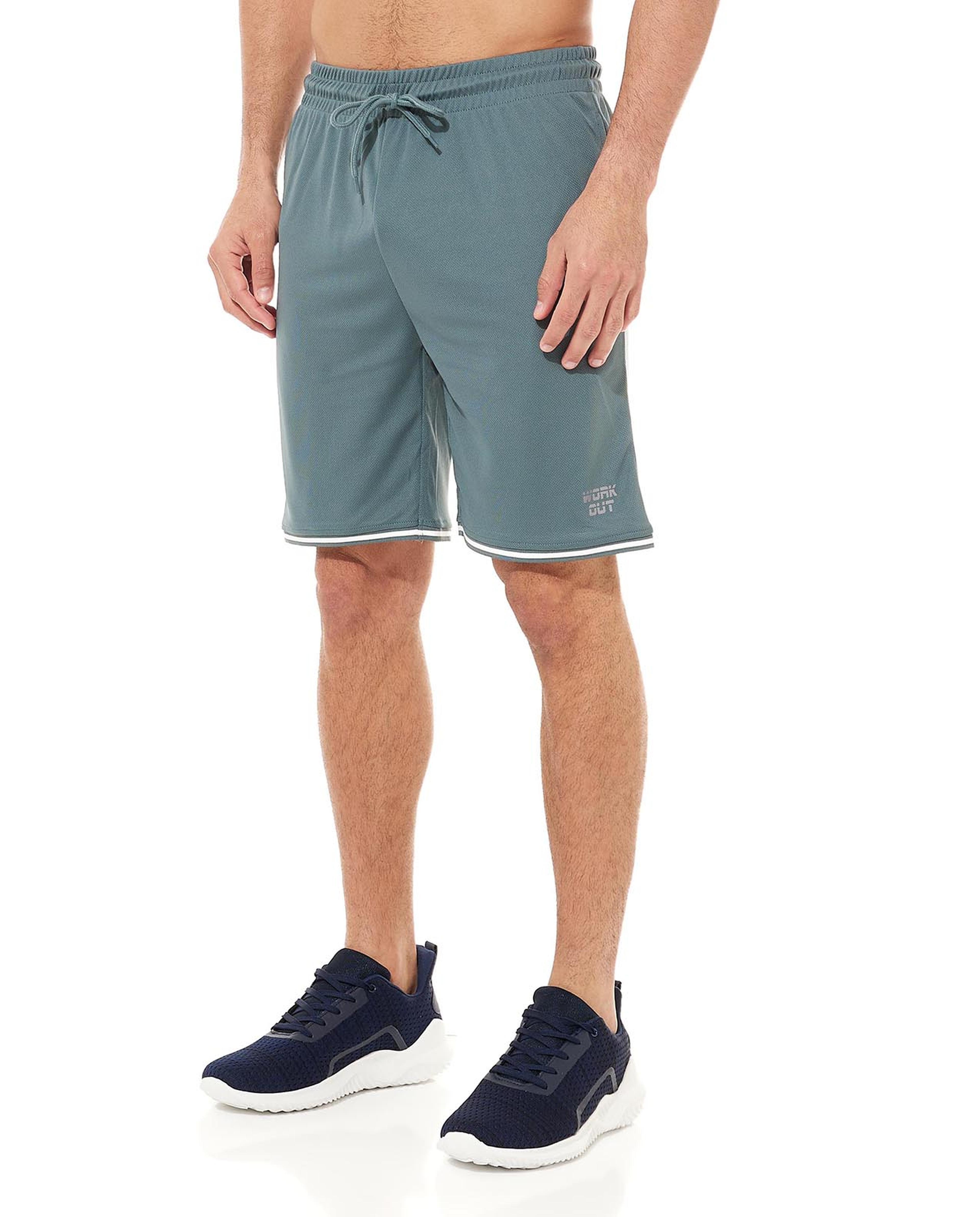 Solid Active Shorts with Drawstring Waist
