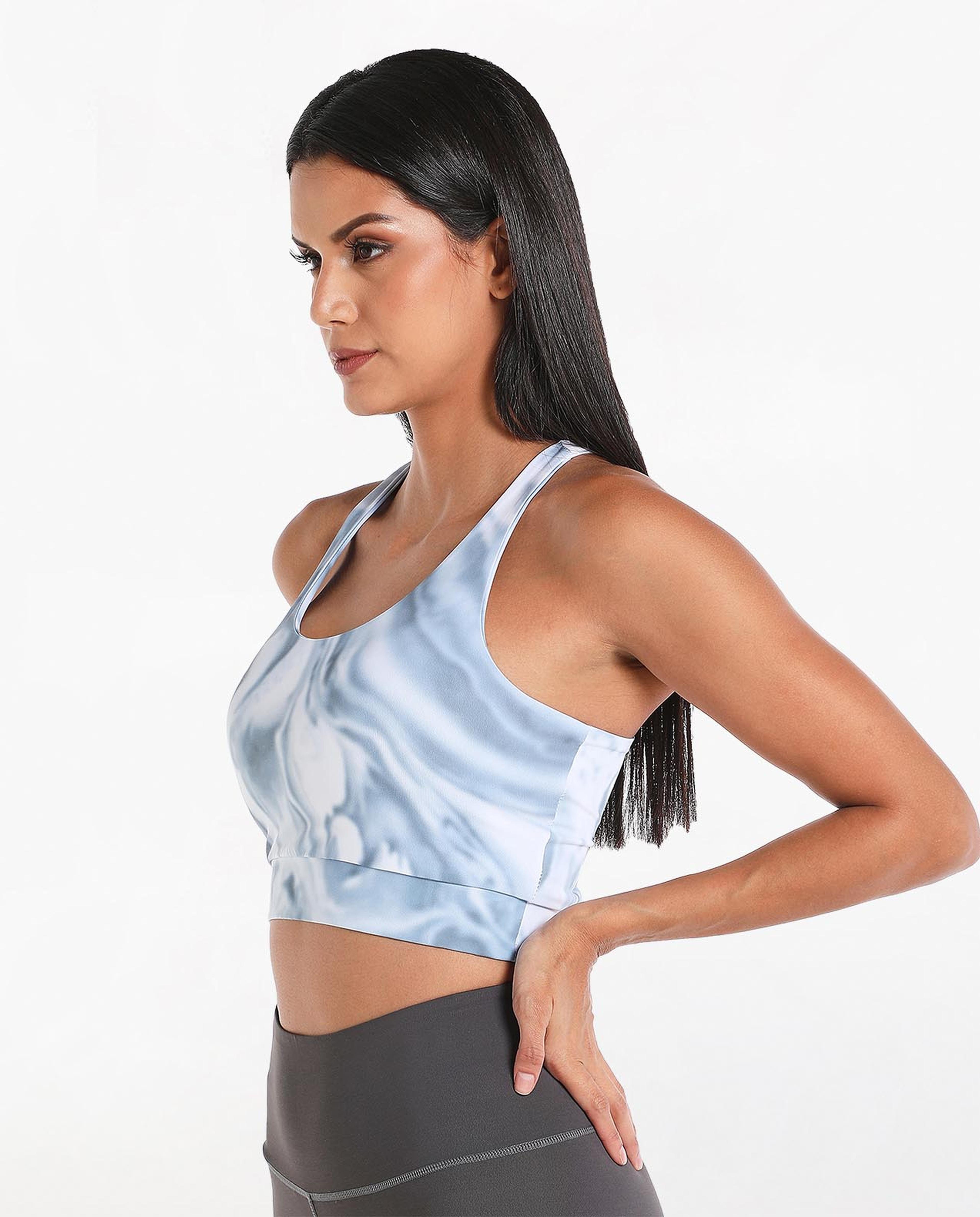 Printed Sports Bra with Scoop Neck