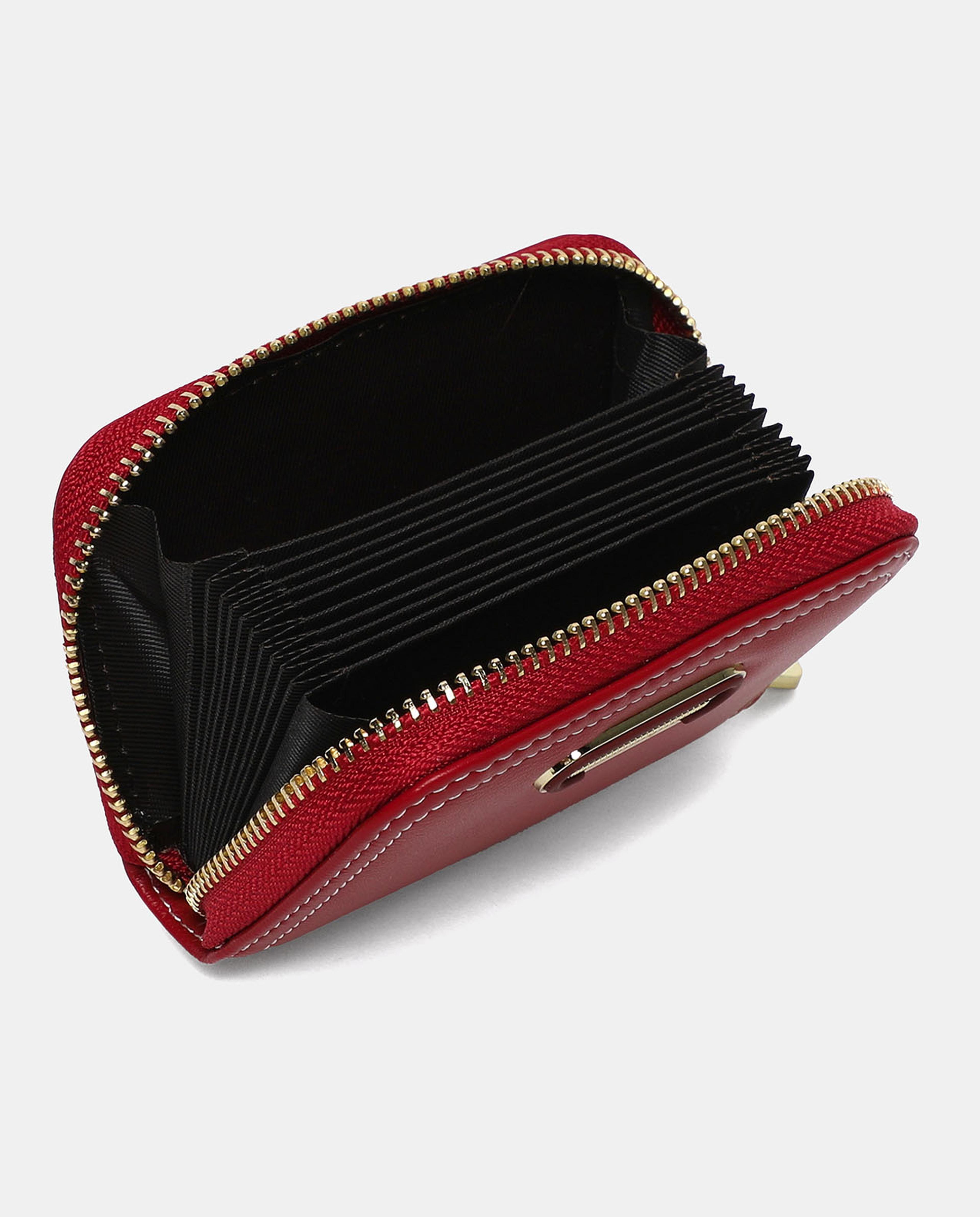 Solid Mini Wallet with Zip Closure