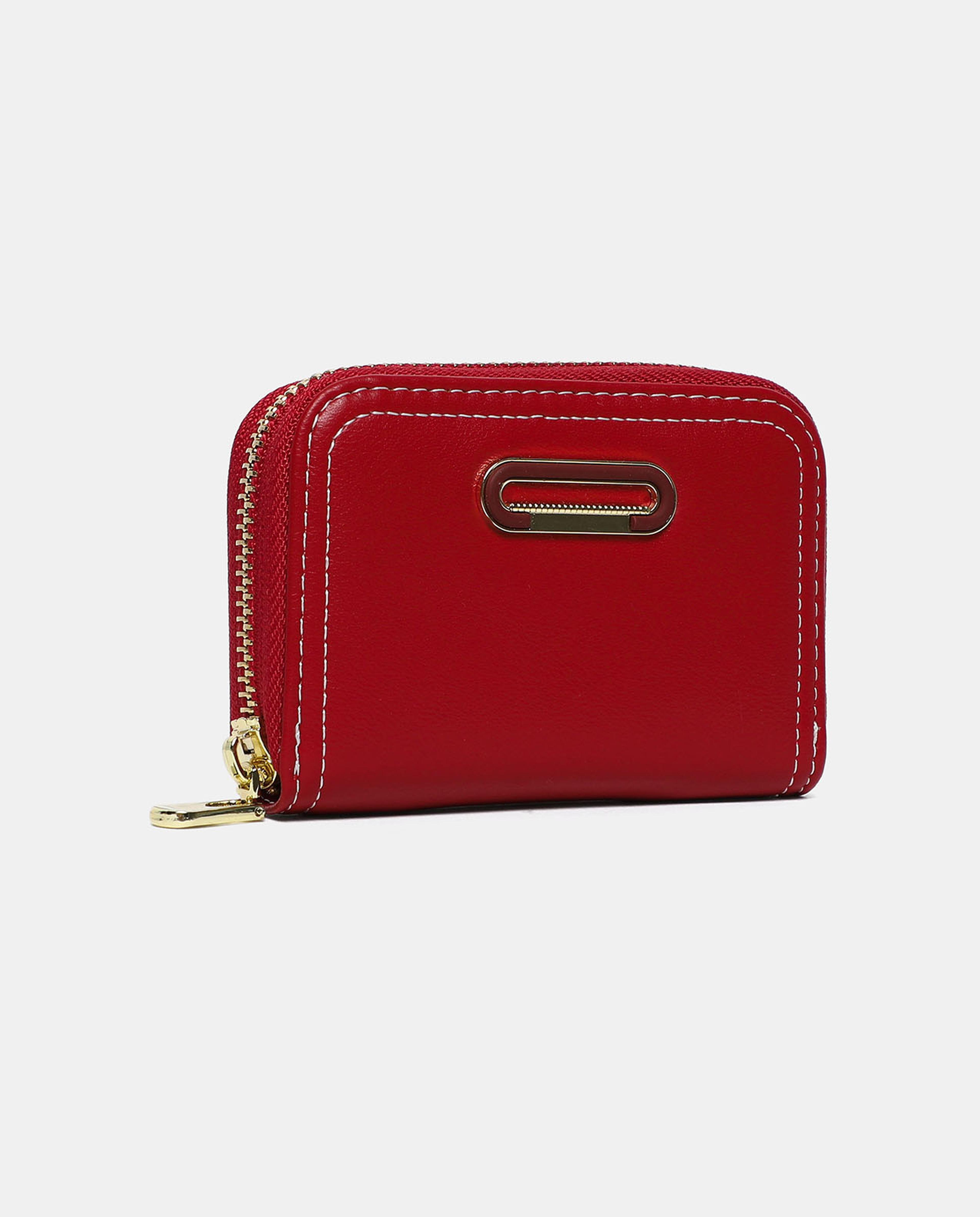 Solid Mini Wallet with Zip Closure