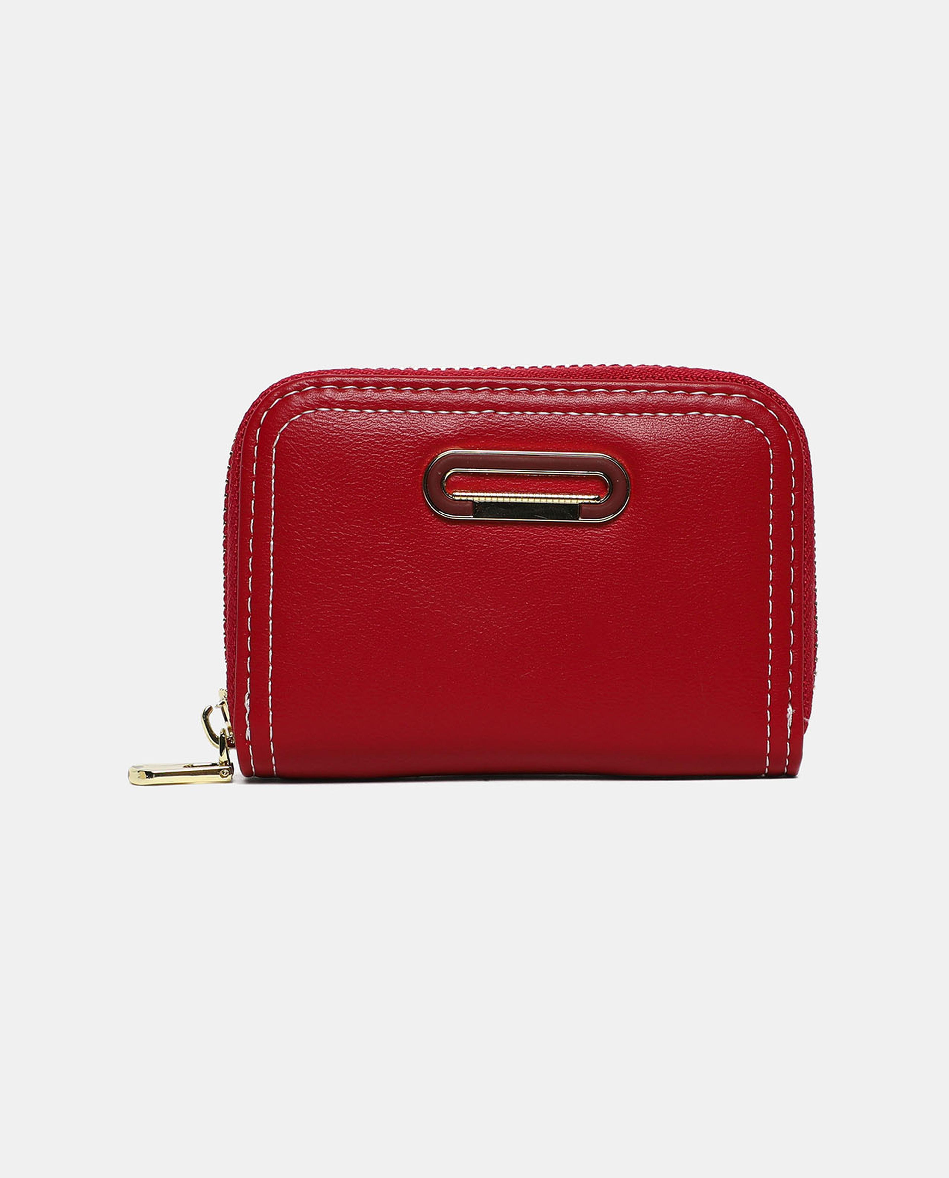 Solid Mini Wallet with Zip Closure
