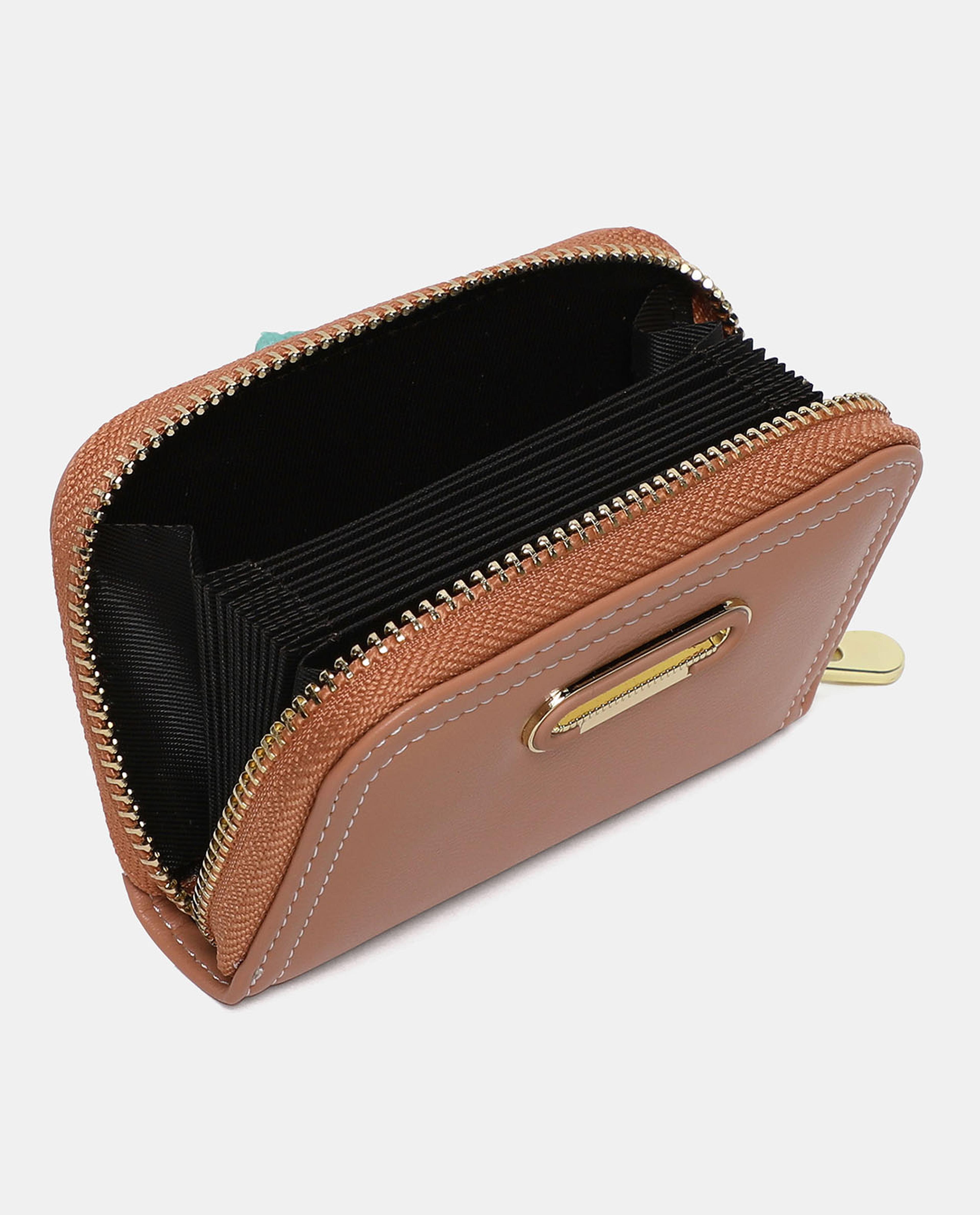 Solid Mini Wallet with Zip Closure
