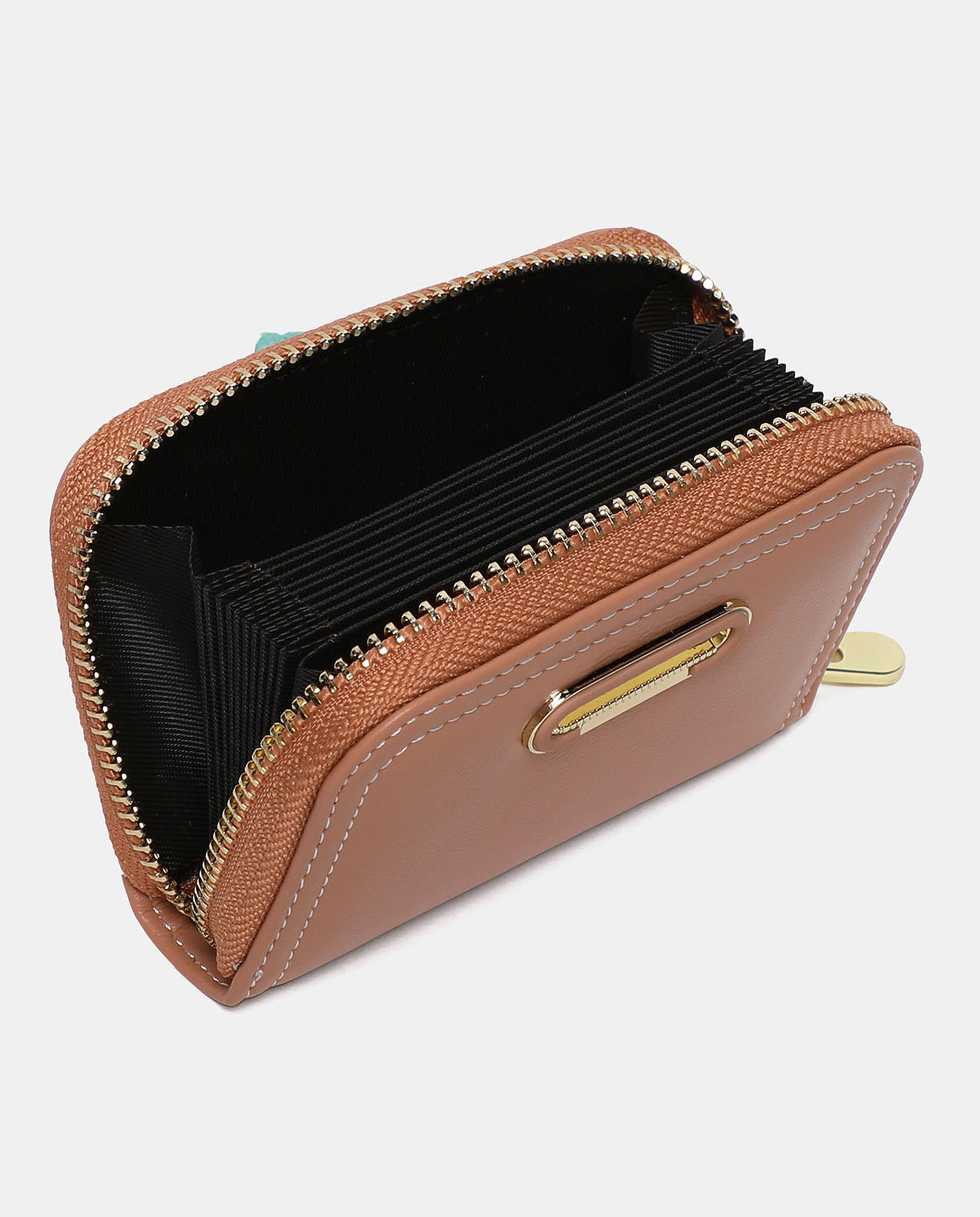 Solid Mini Wallet with Zip Closure