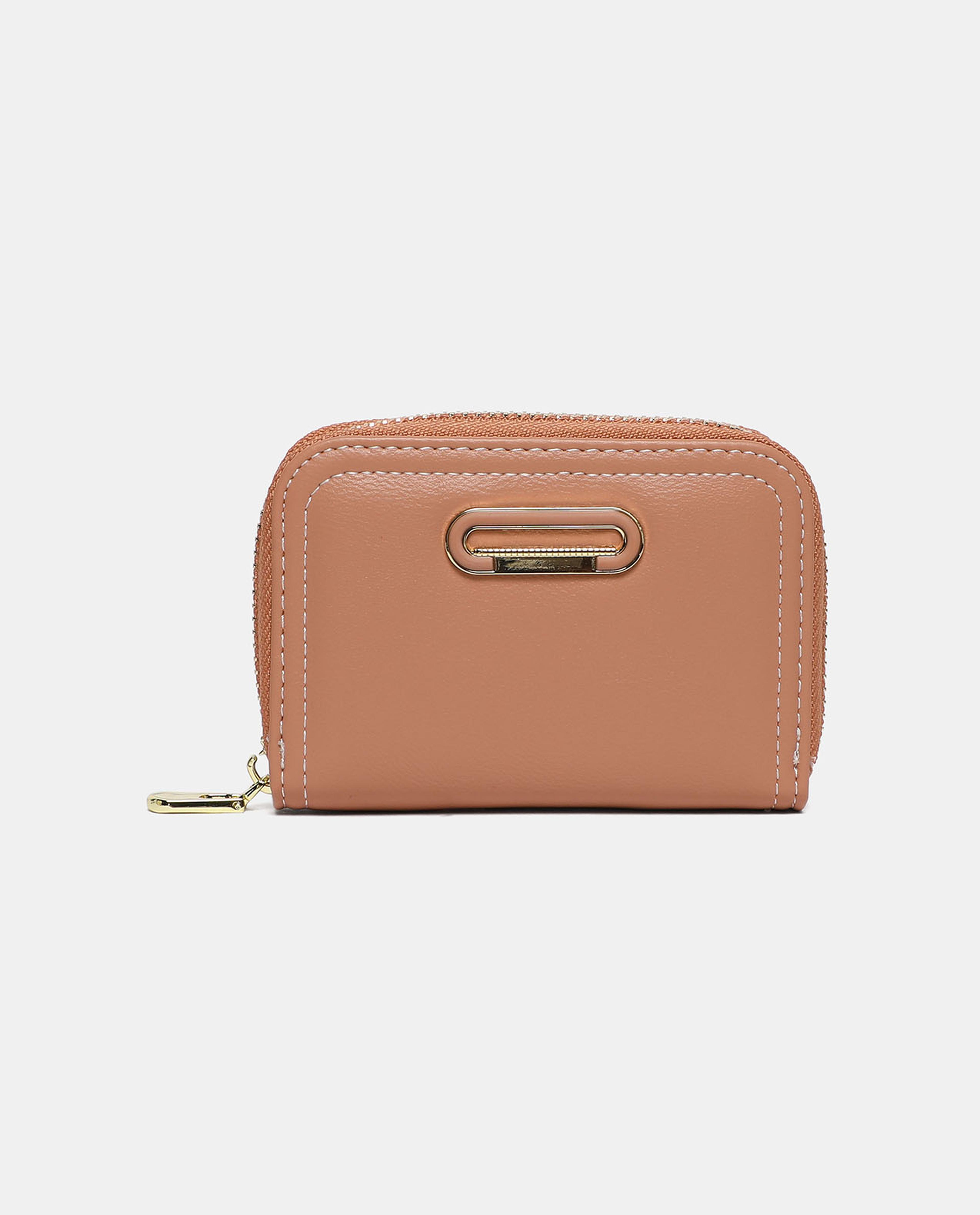Solid Mini Wallet with Zip Closure
