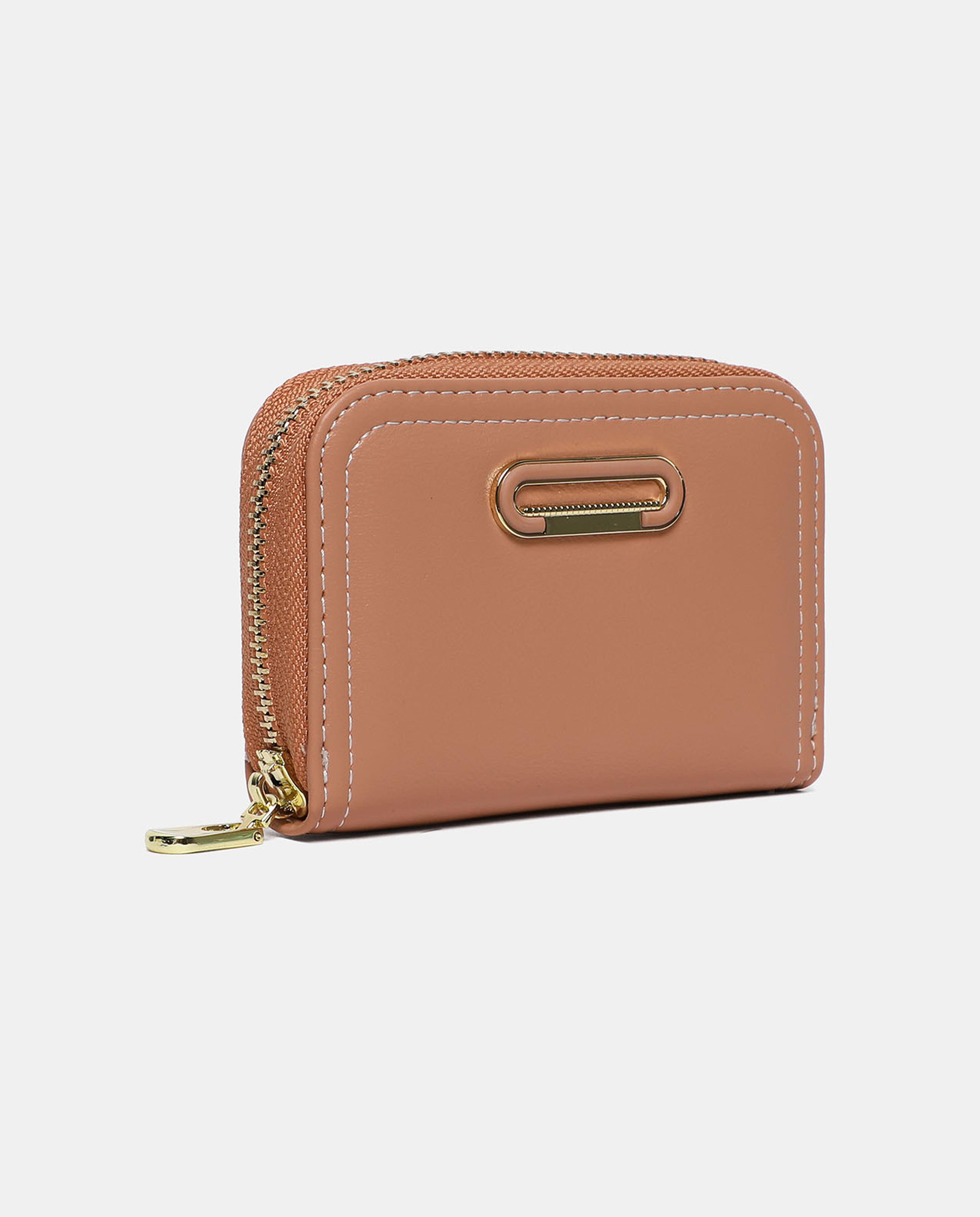 Solid Mini Wallet with Zip Closure