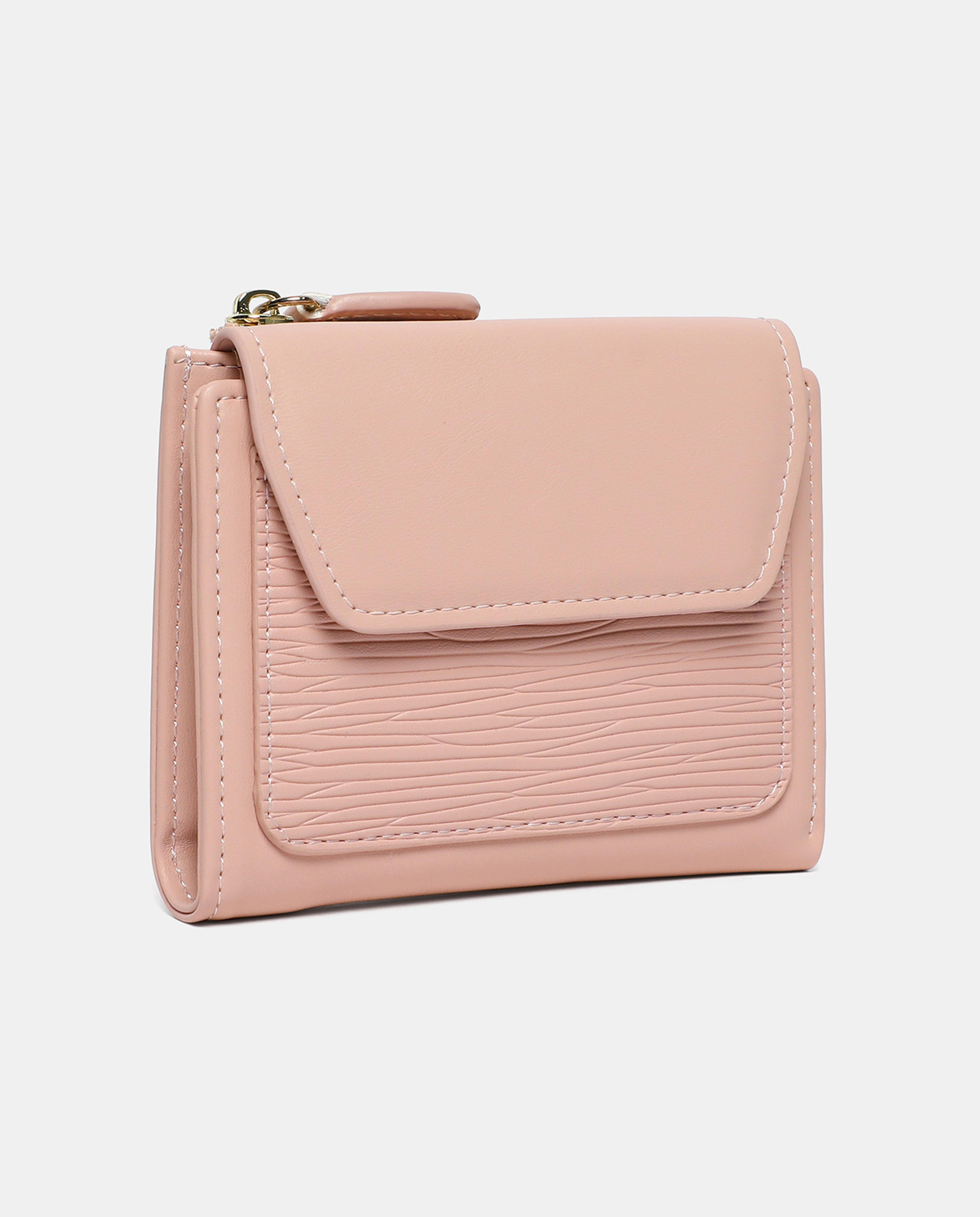 Textured Bi-fold Wallet with Flap
