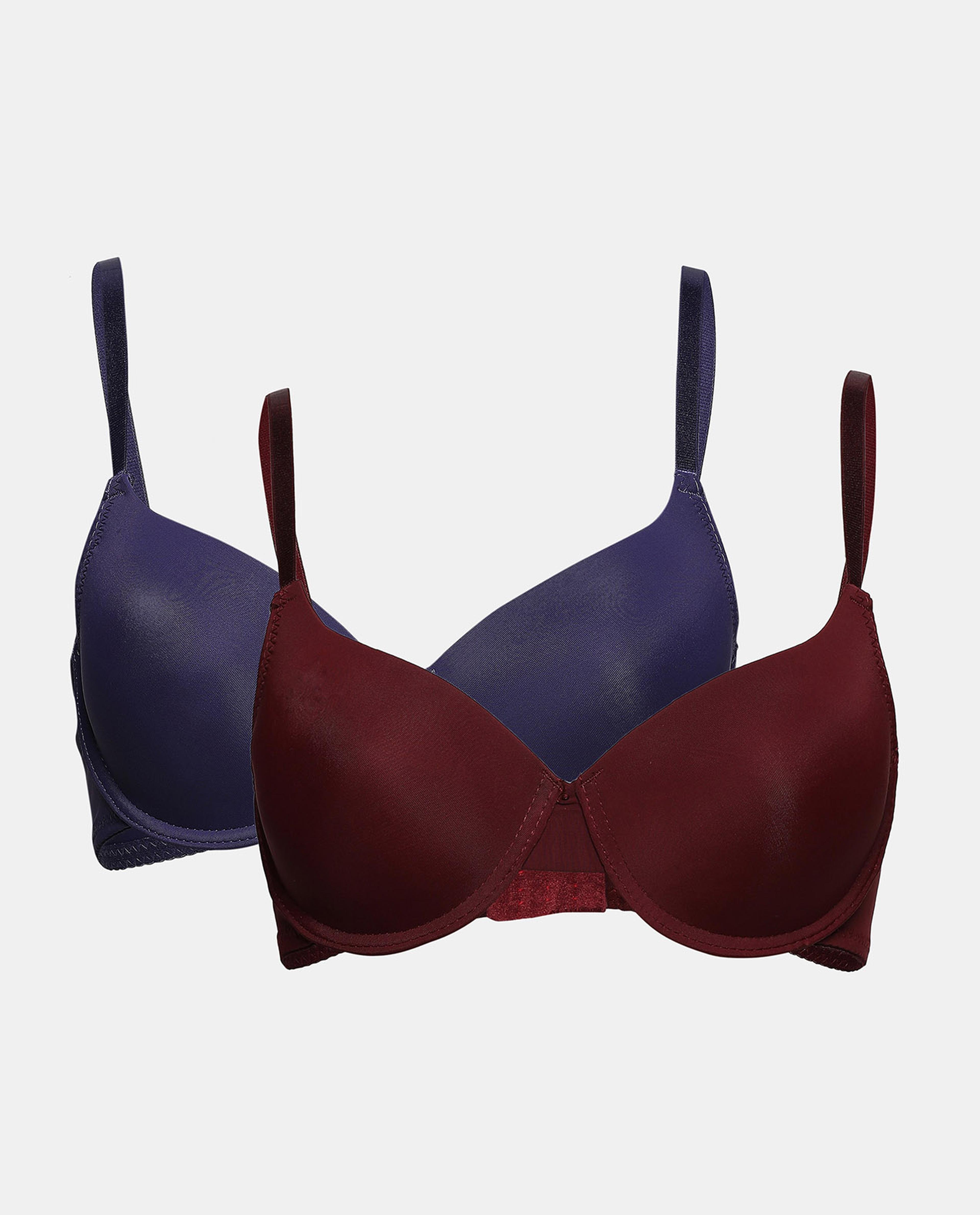Shop Pack of 2 Solid Lightly Padded Medium Coverage T-shirt Bra Online