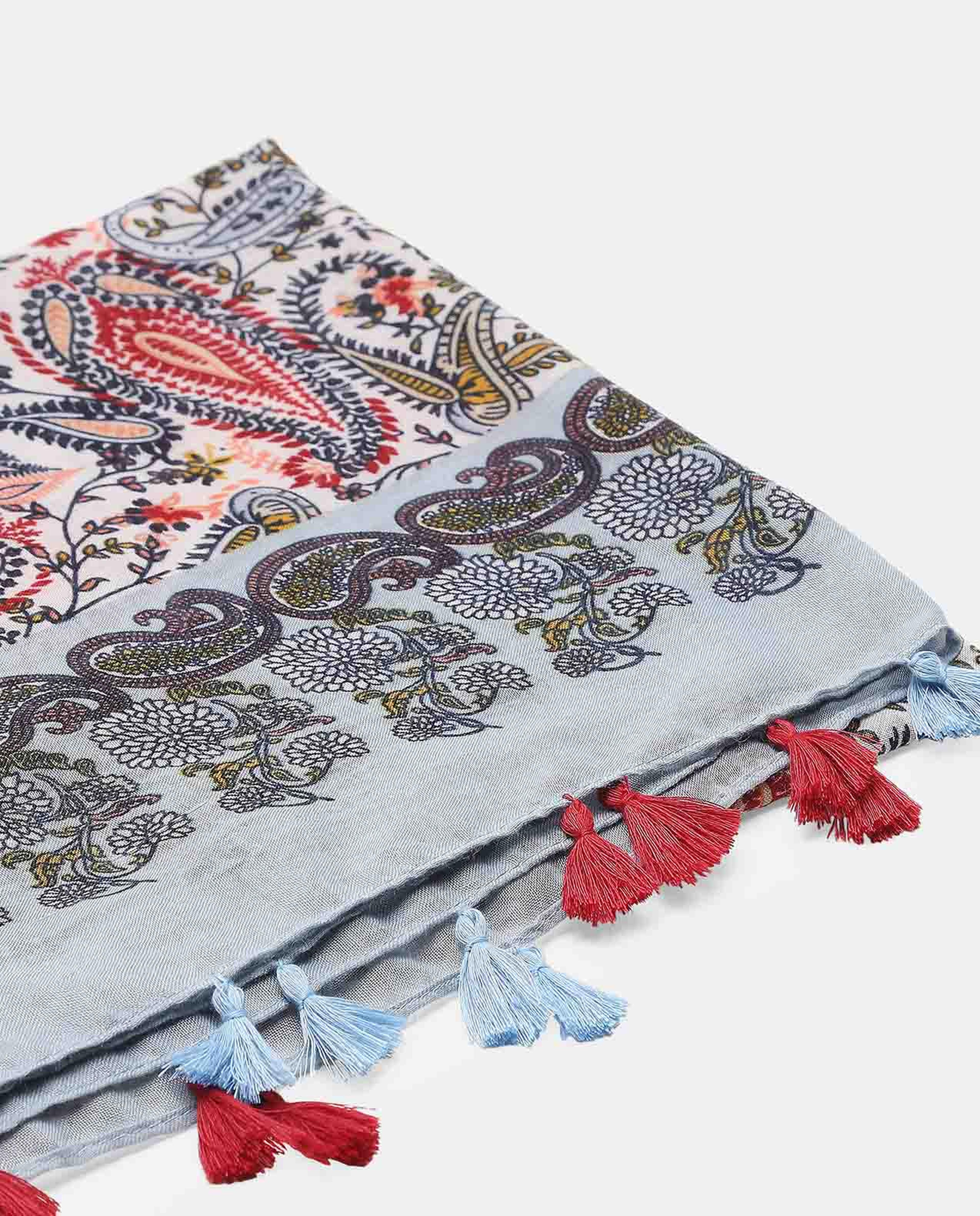 Paisley Printed Tassel Border Scarf