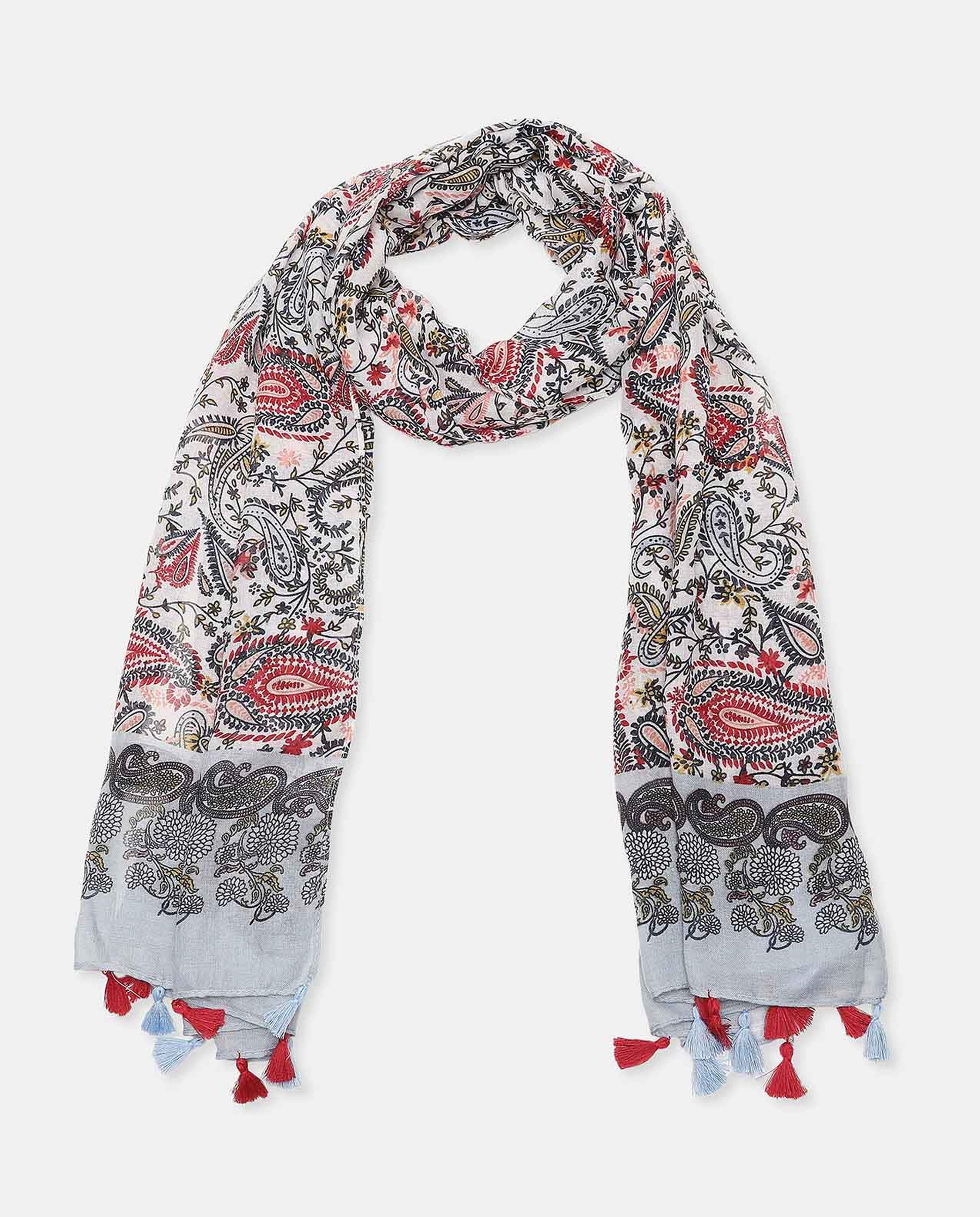 Paisley Printed Tassel Border Scarf
