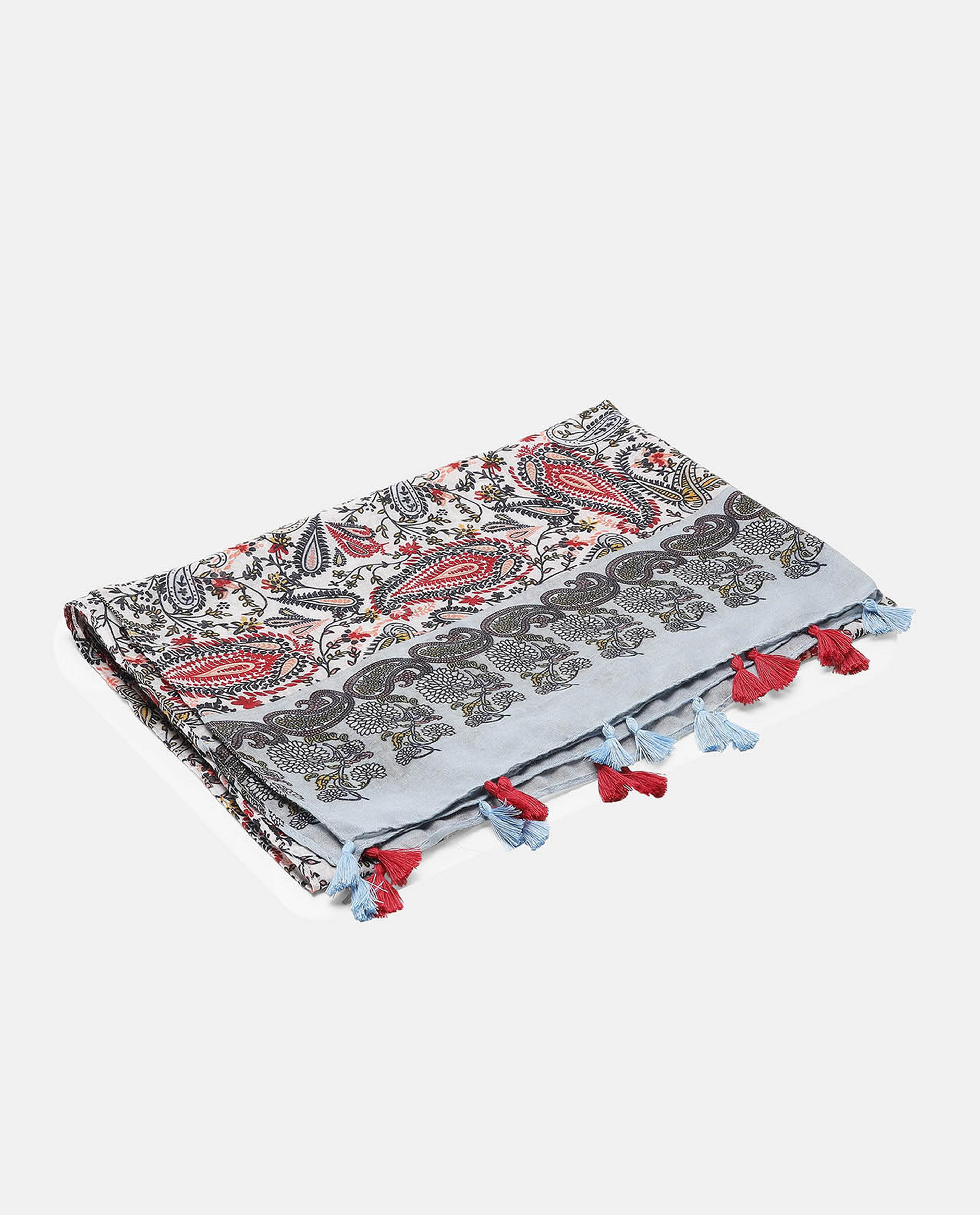 Paisley Printed Tassel Border Scarf