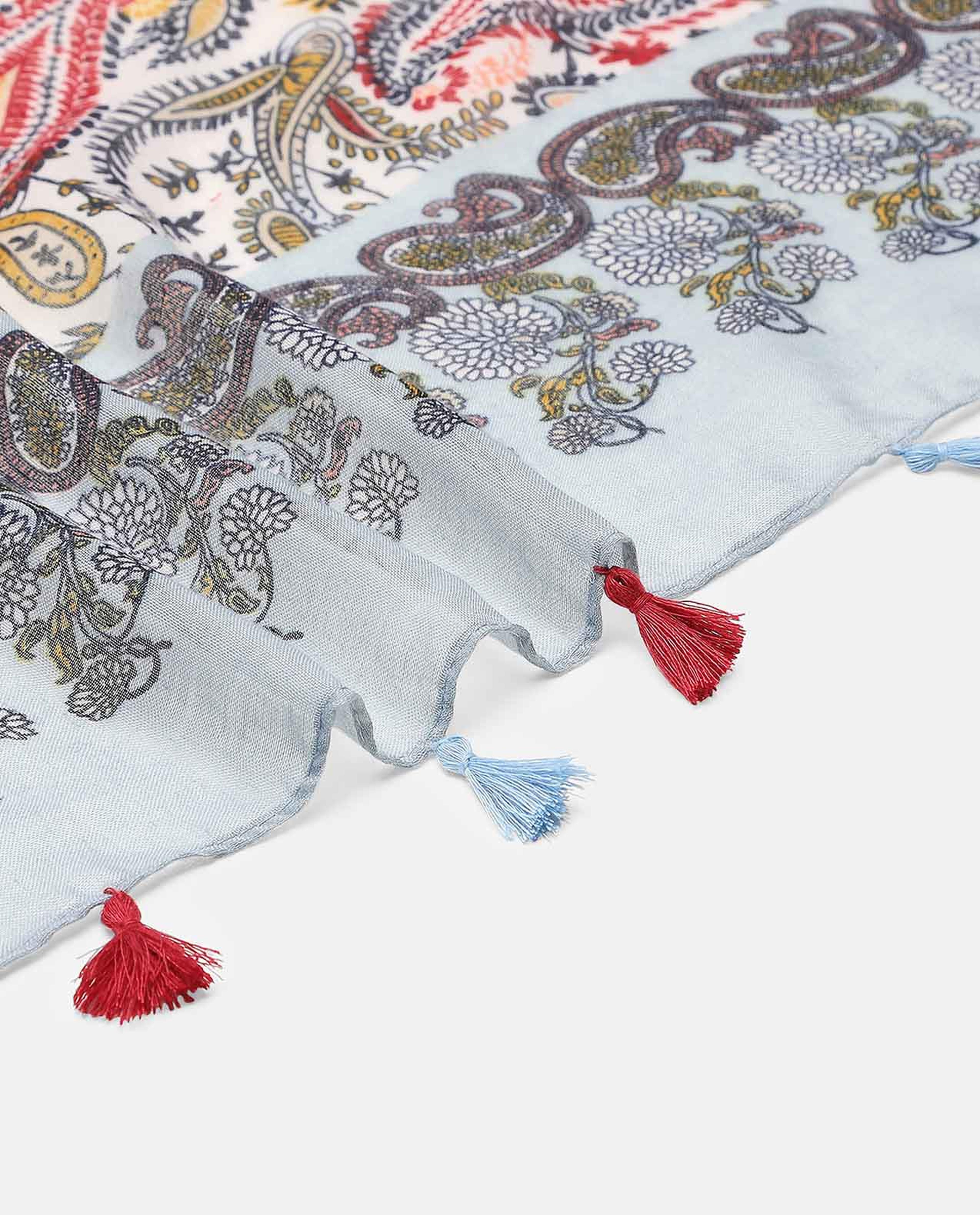 Paisley Printed Tassel Border Scarf