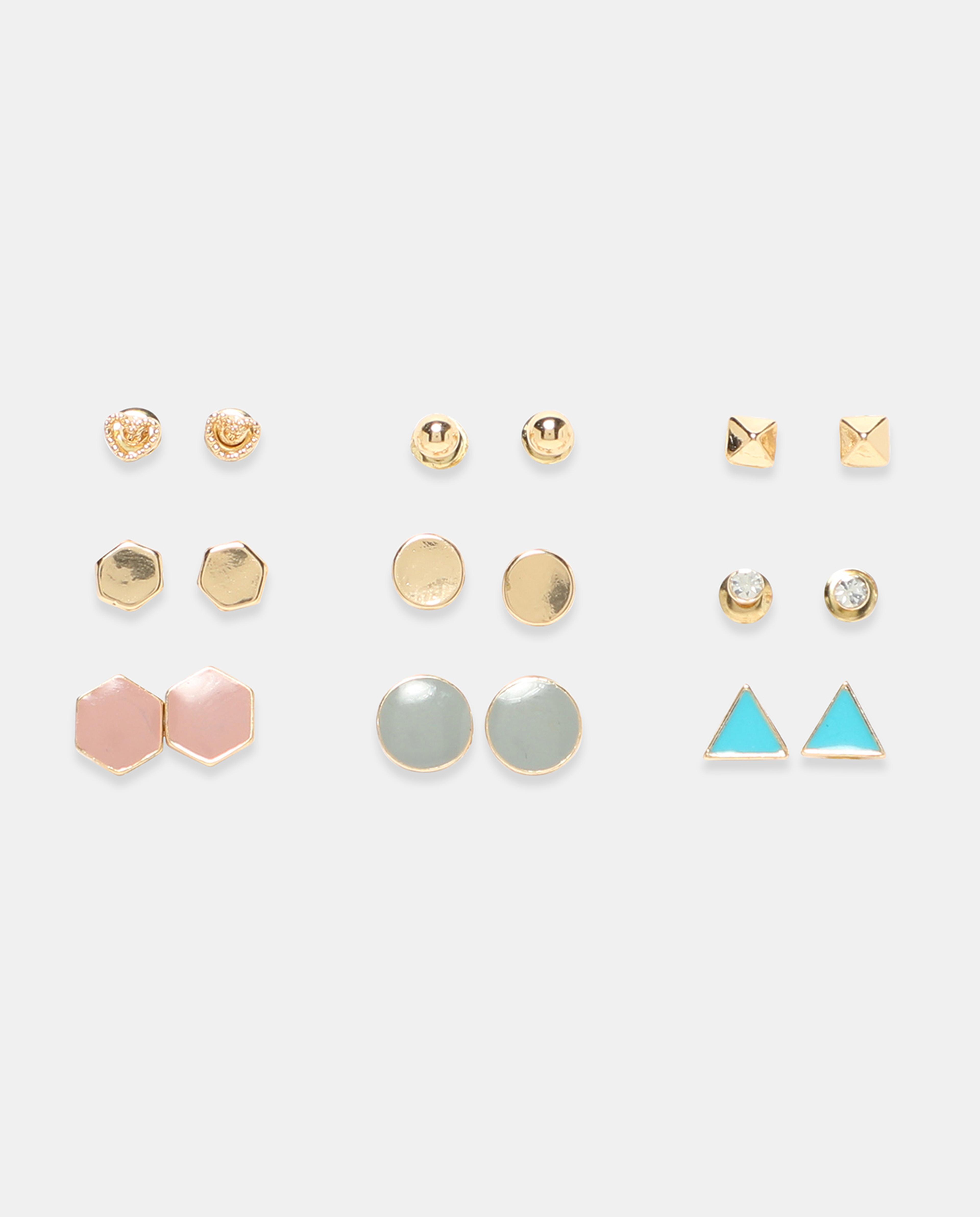 Set of 9 Stud Earrings