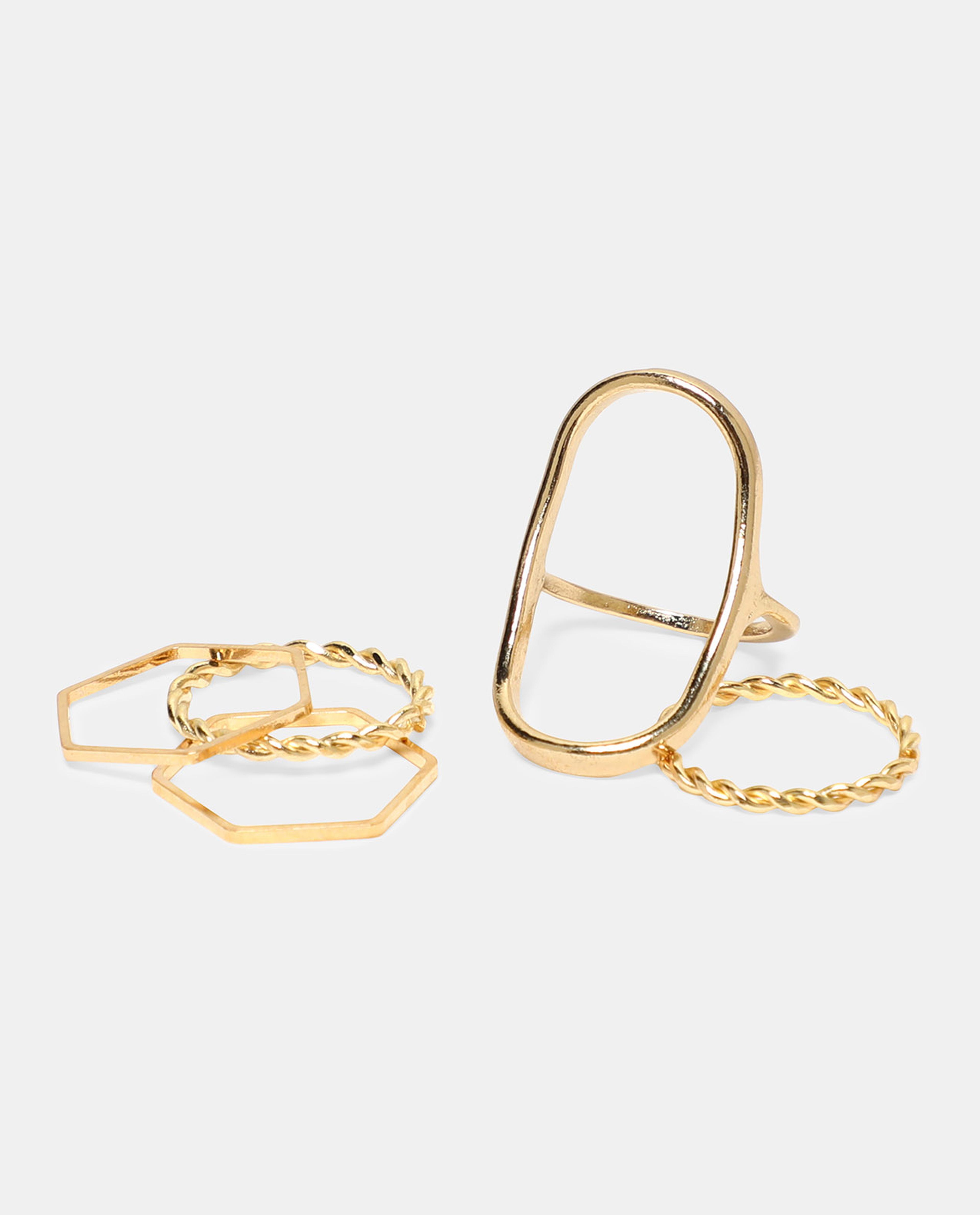 Set of 5 Gold Plated Rings