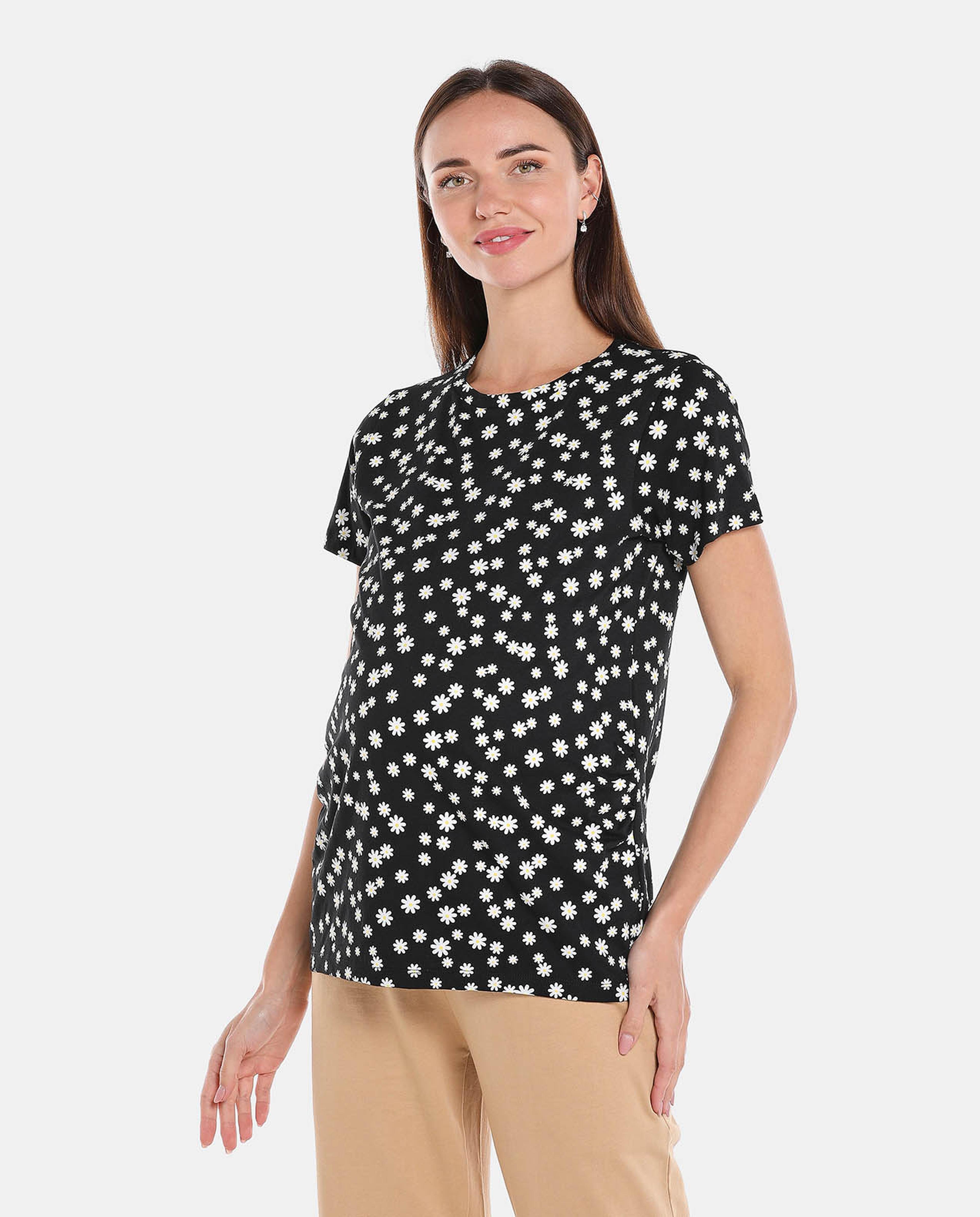Black Solid Maternity Top