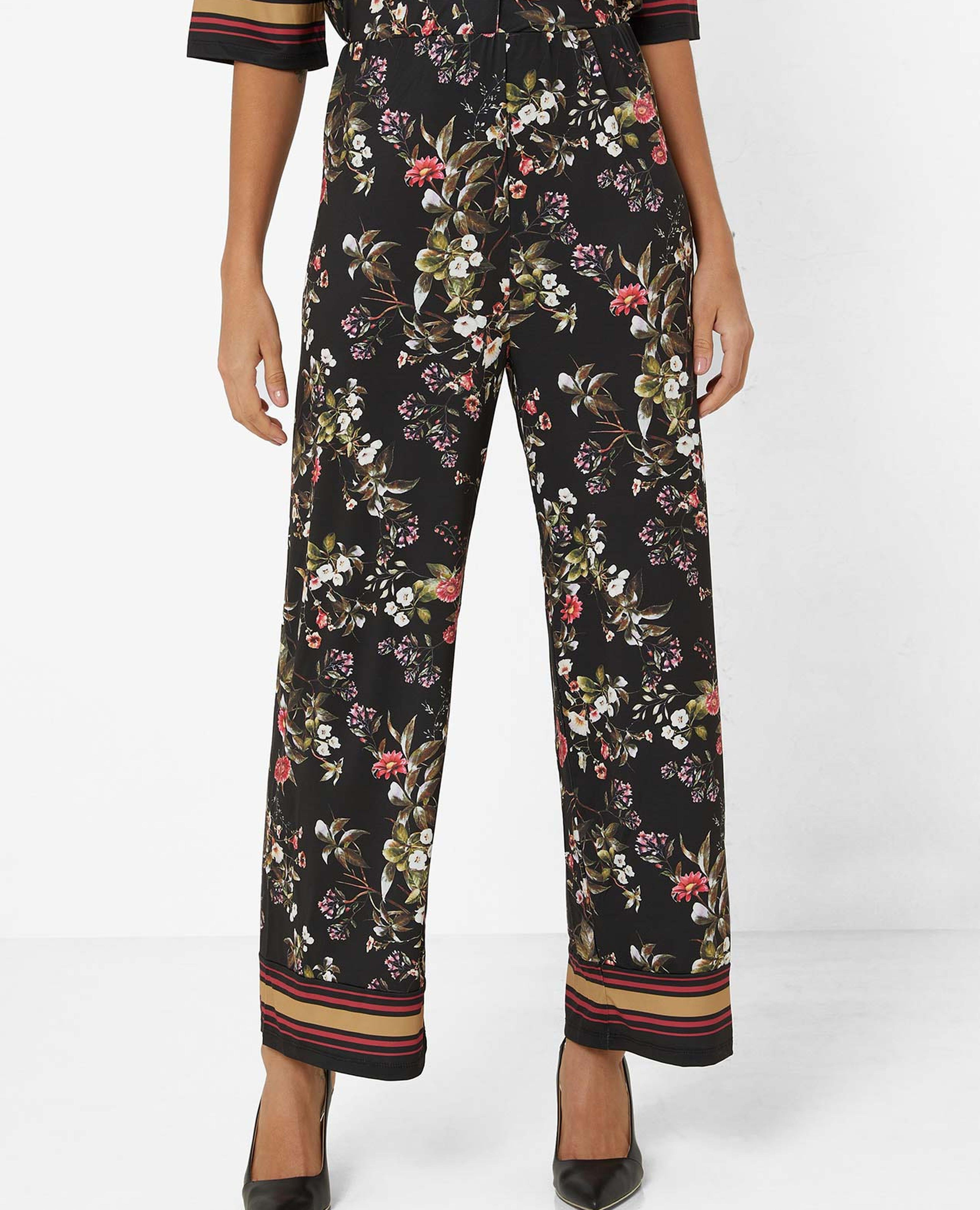 Printed Wide Leg Casual Pants with Elasticated Waist