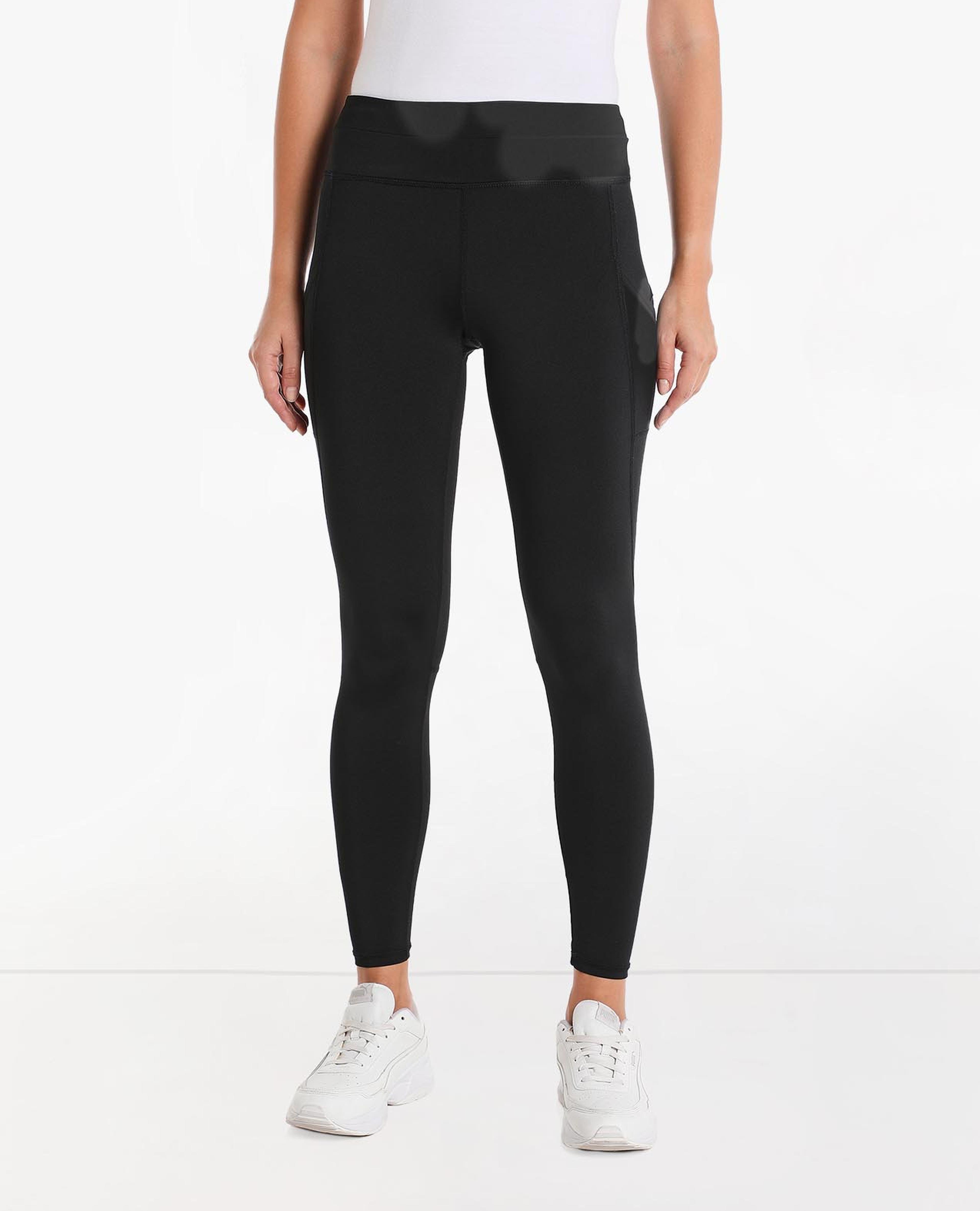 Solid Active Leggings with Elasticated Waist