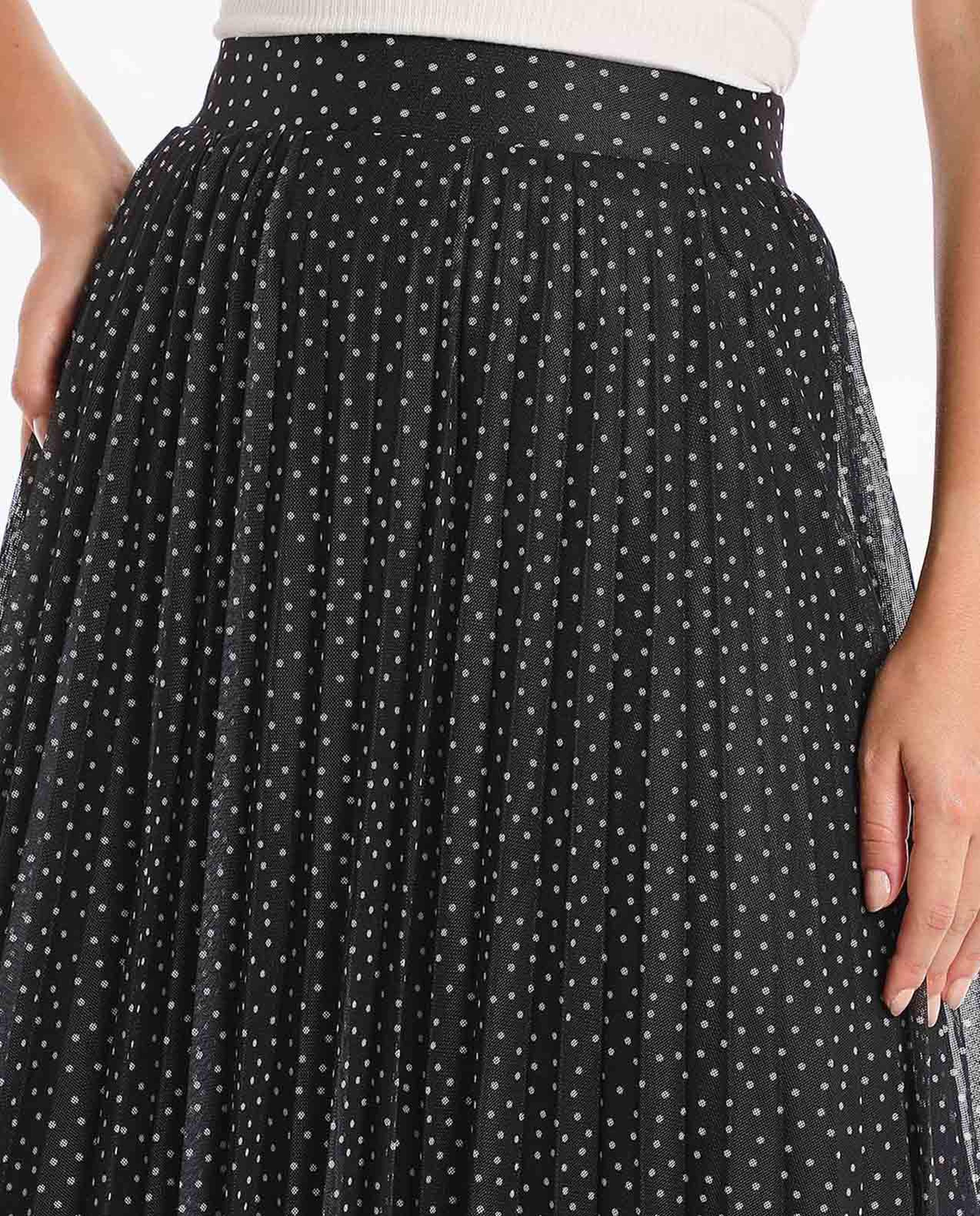 Polka Dots Accordian Pleat Skirt