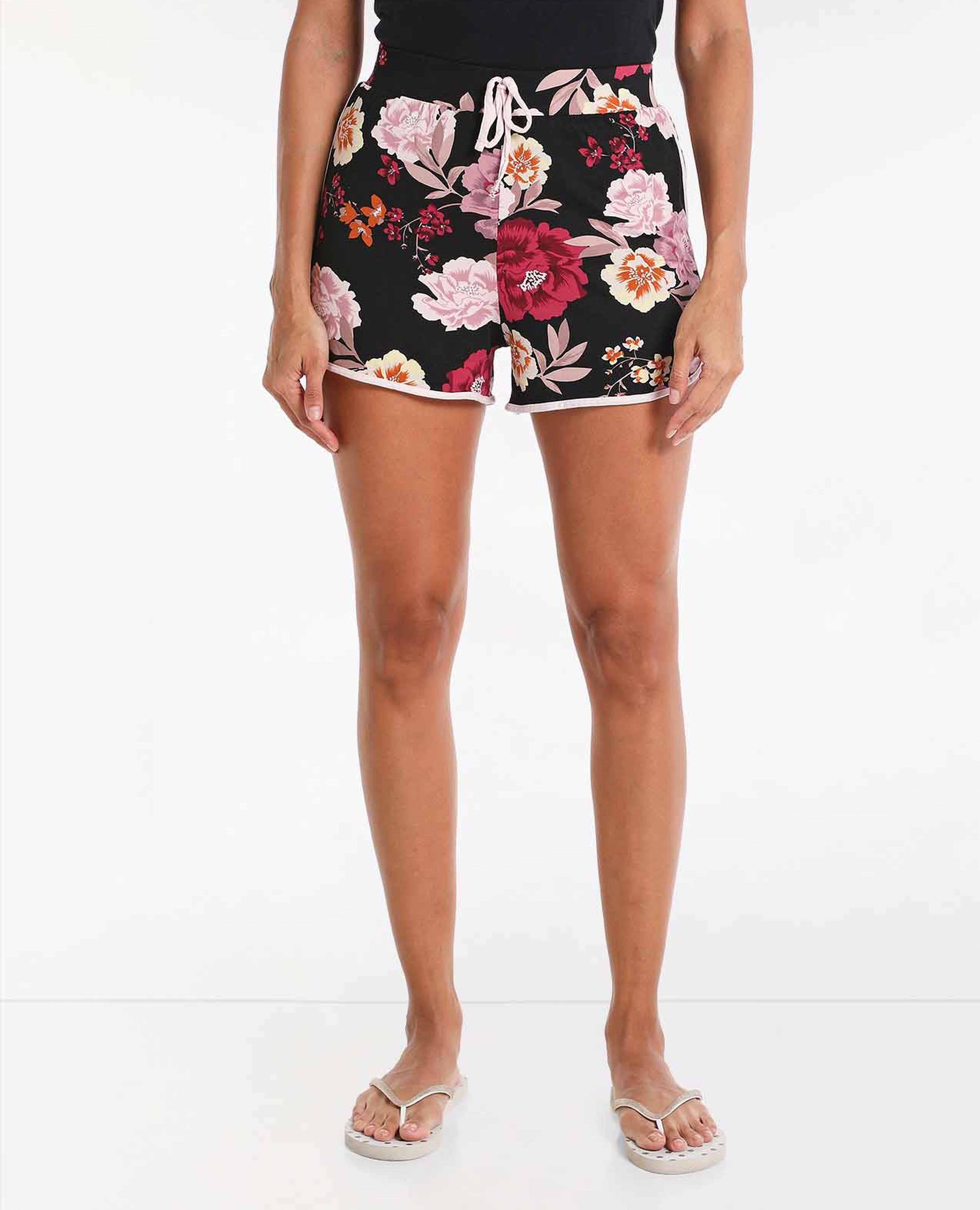 Printed Beach Shorts with Elasticated Drawstring Waist