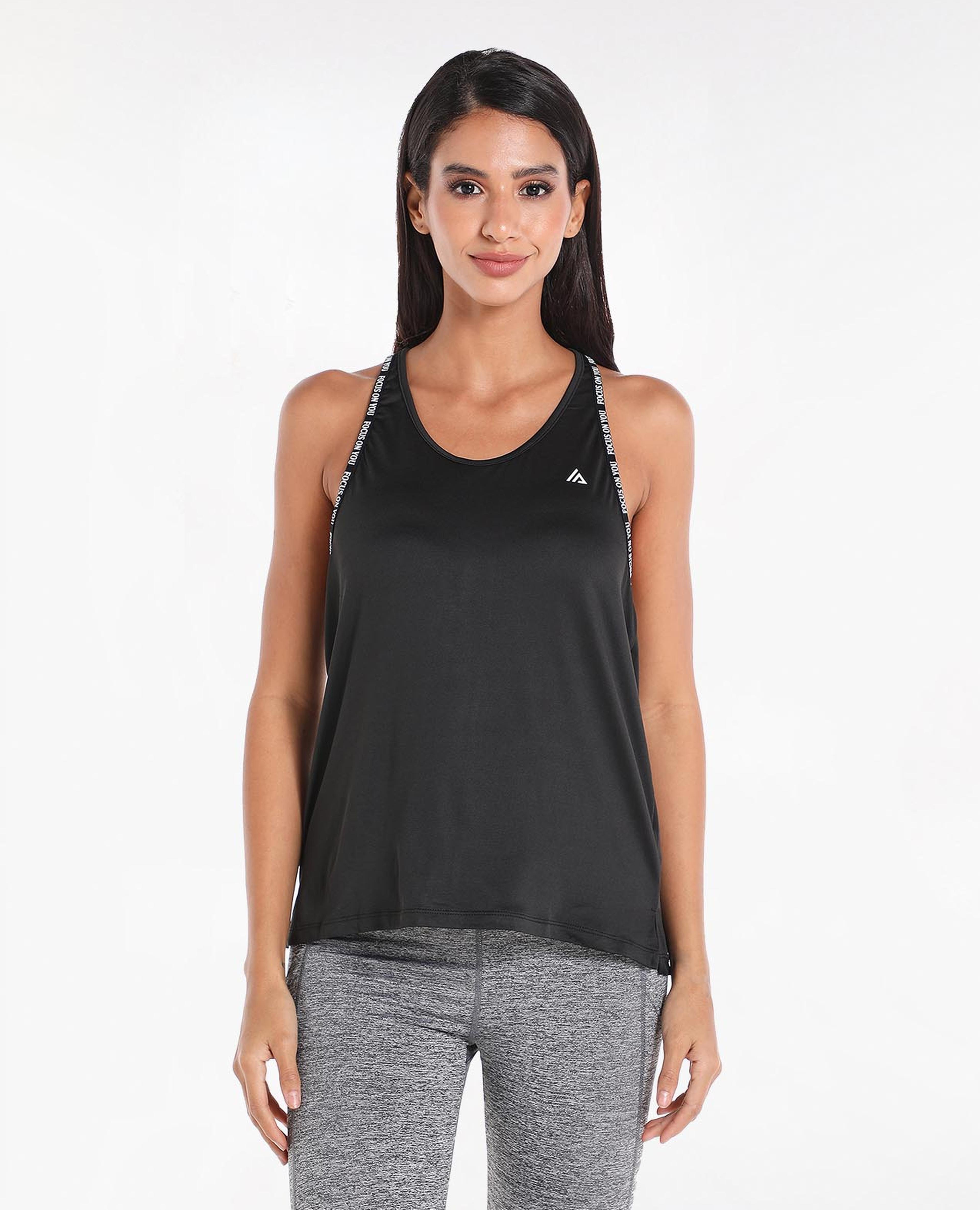 Solid Sports Tank T-Shirt with Scoop Neck