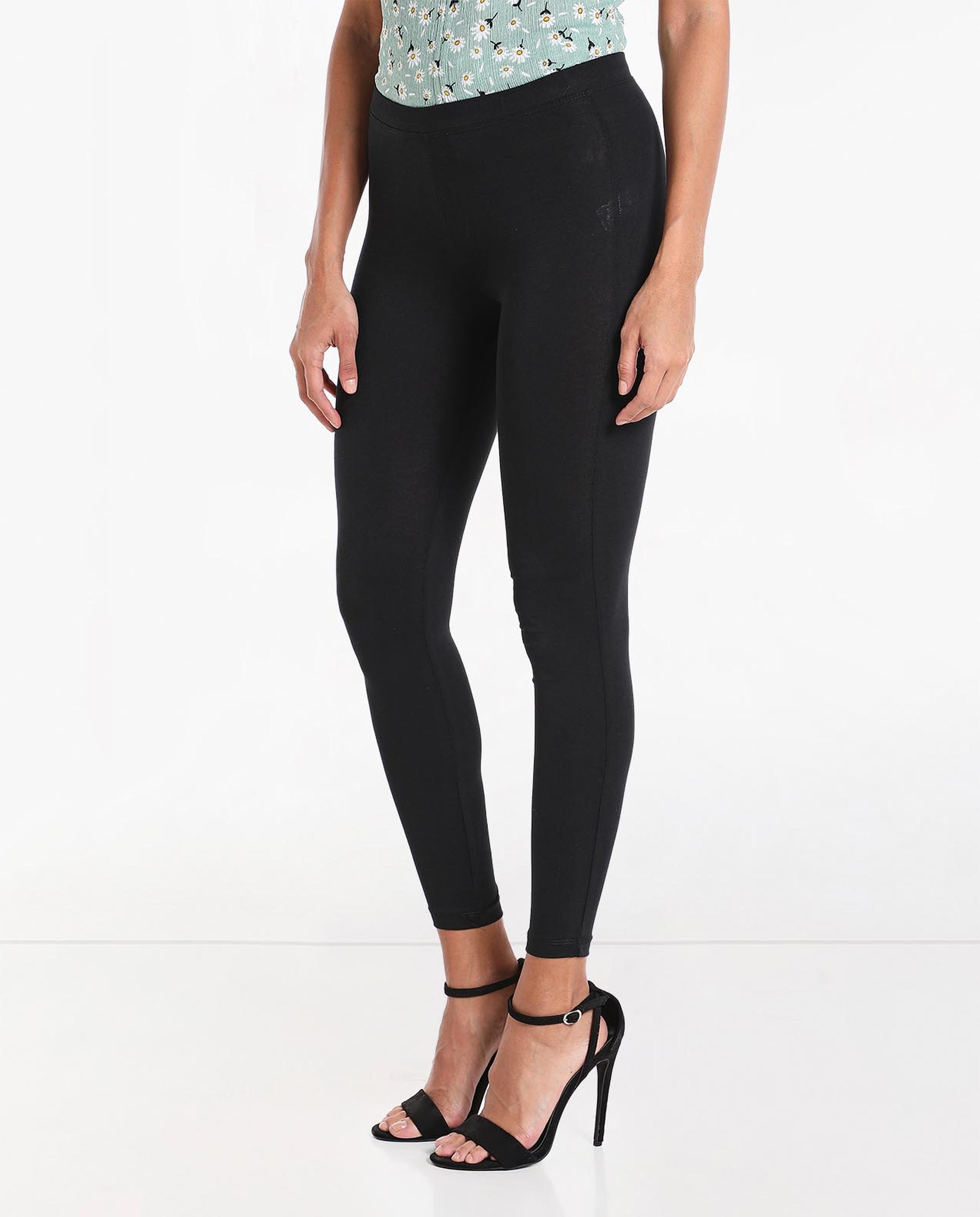 Solid Mid-Rise Leggings