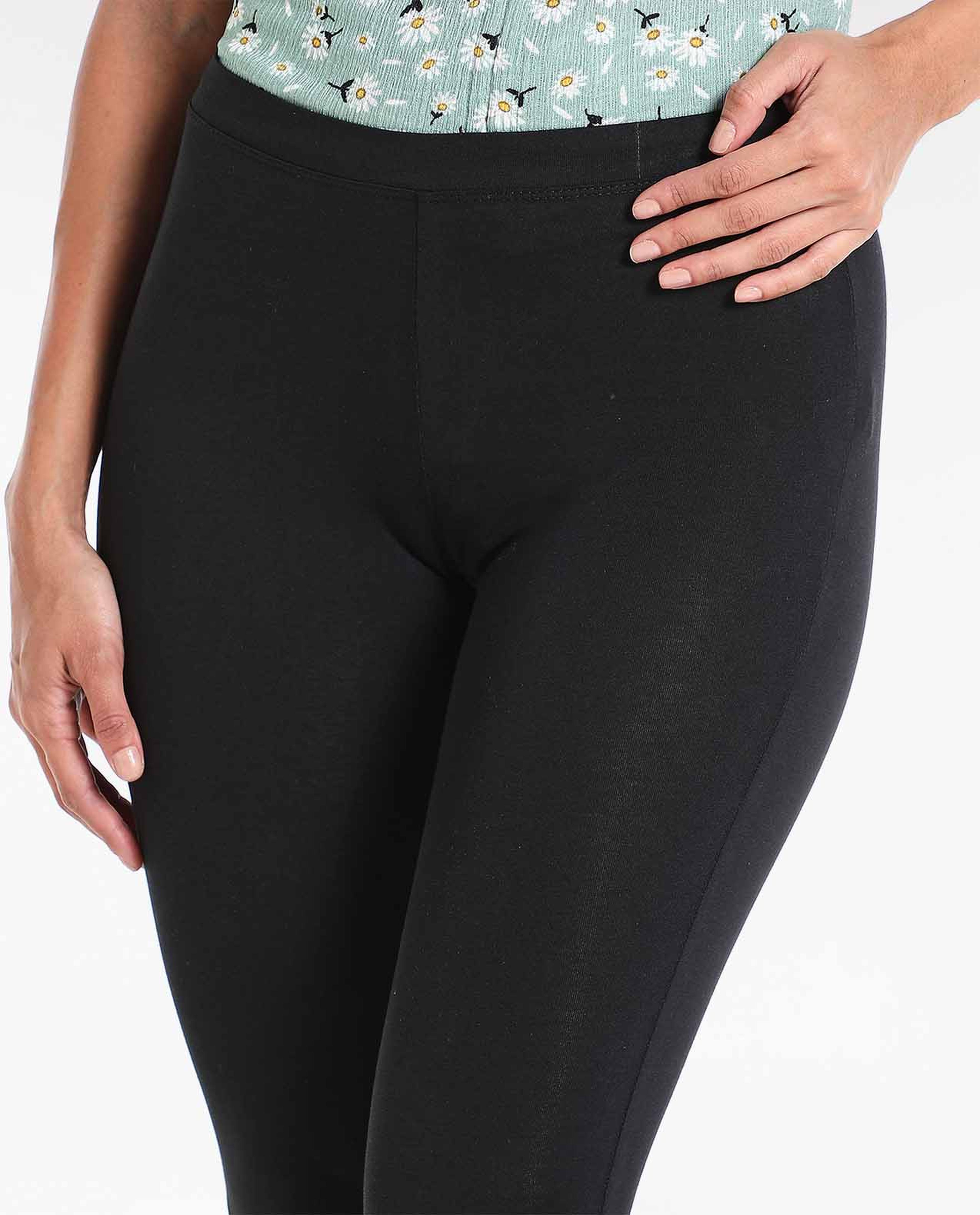 Solid Mid-Rise Leggings