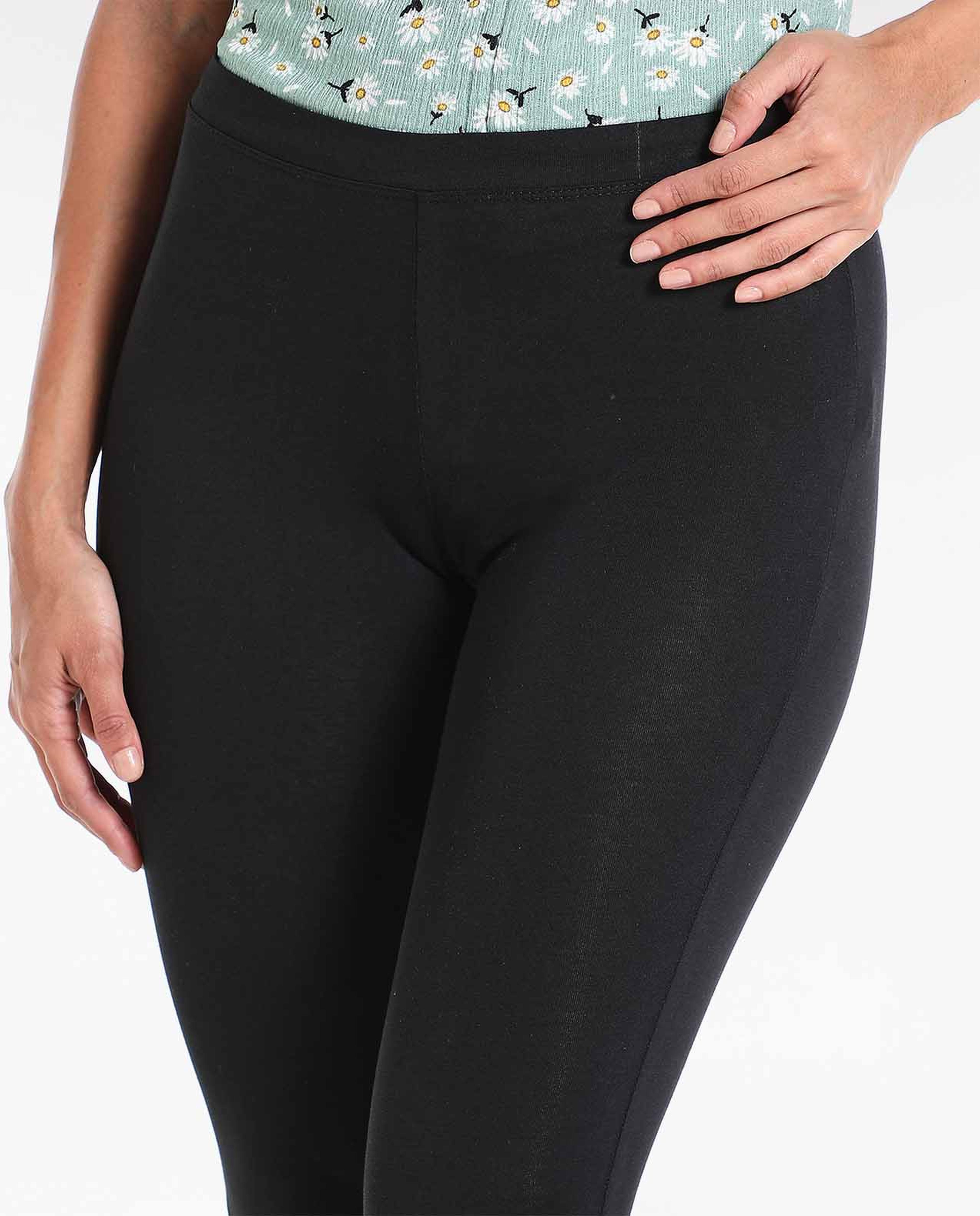 Solid Mid-Rise Leggings