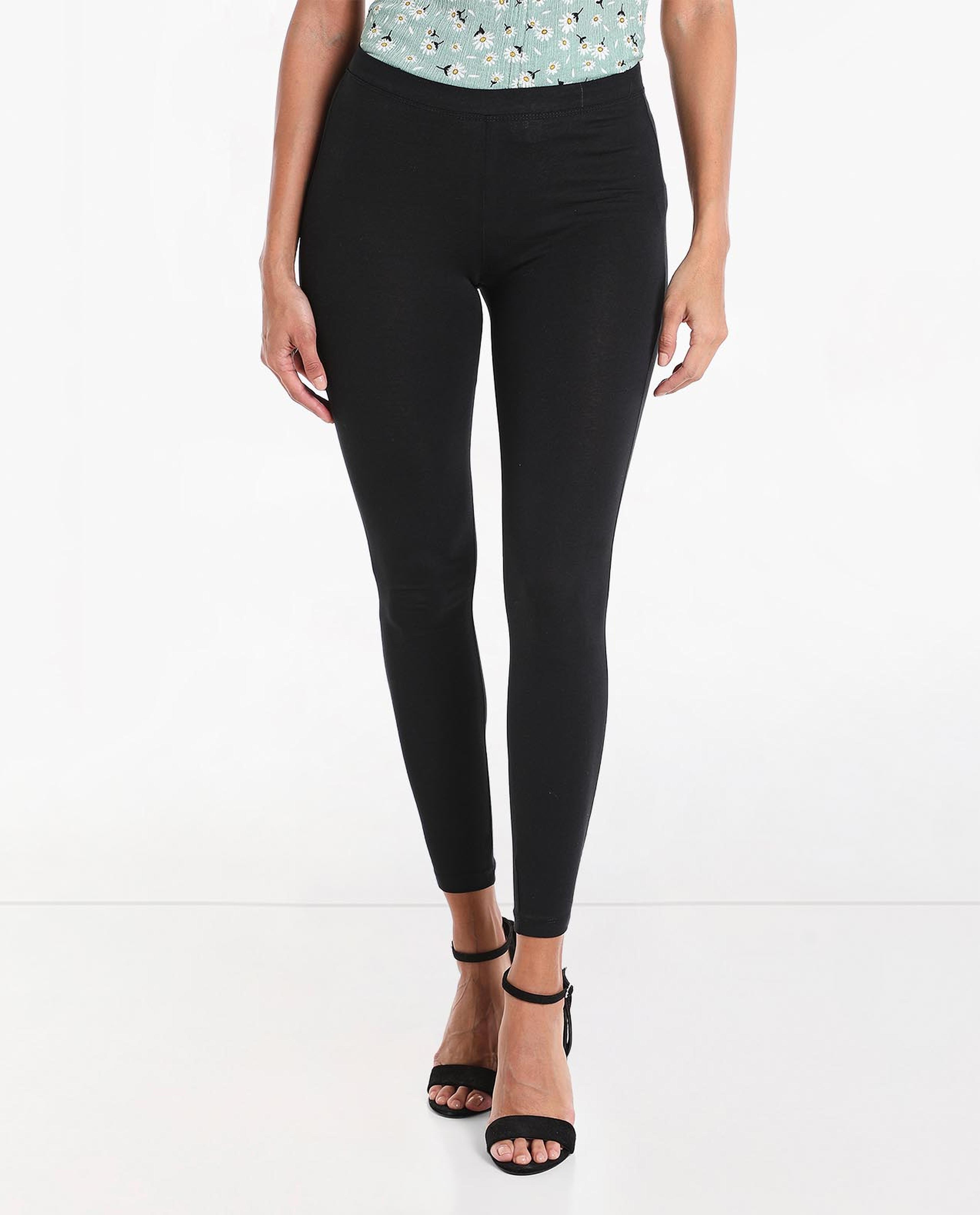 Solid Mid-Rise Leggings