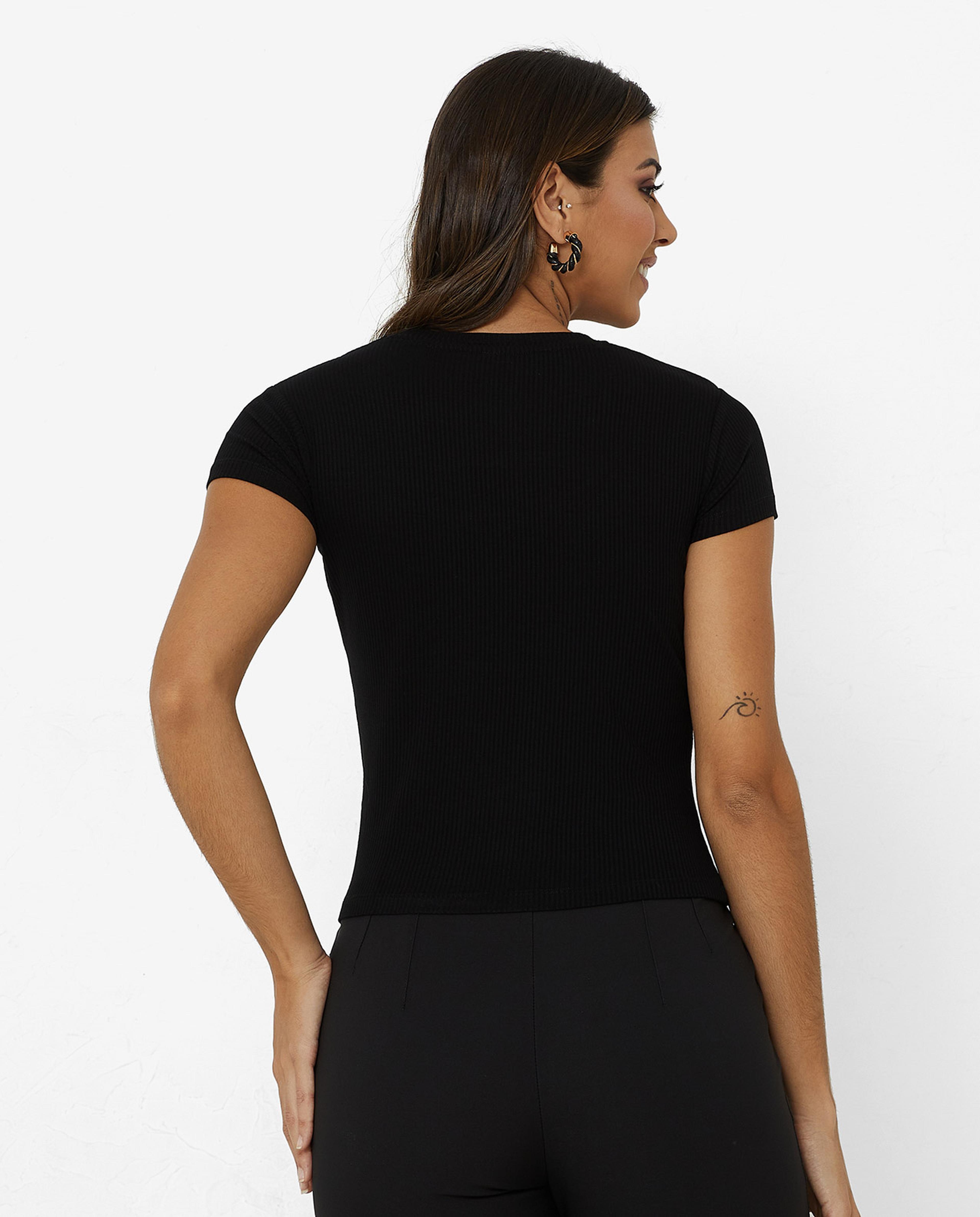 Solid Cut Out Top with Short Sleeves