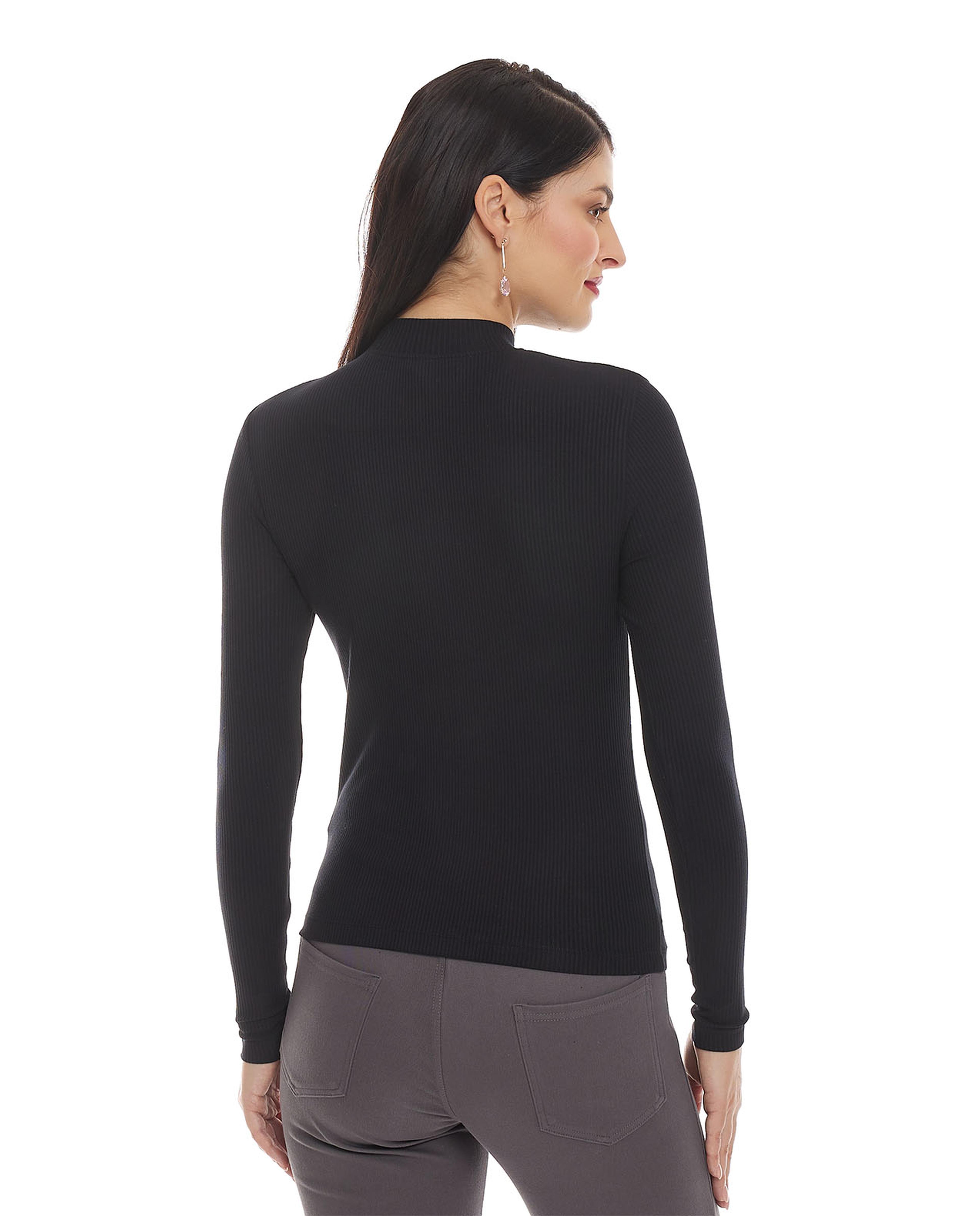 Solid Top with Mock Neck and Long Sleeves