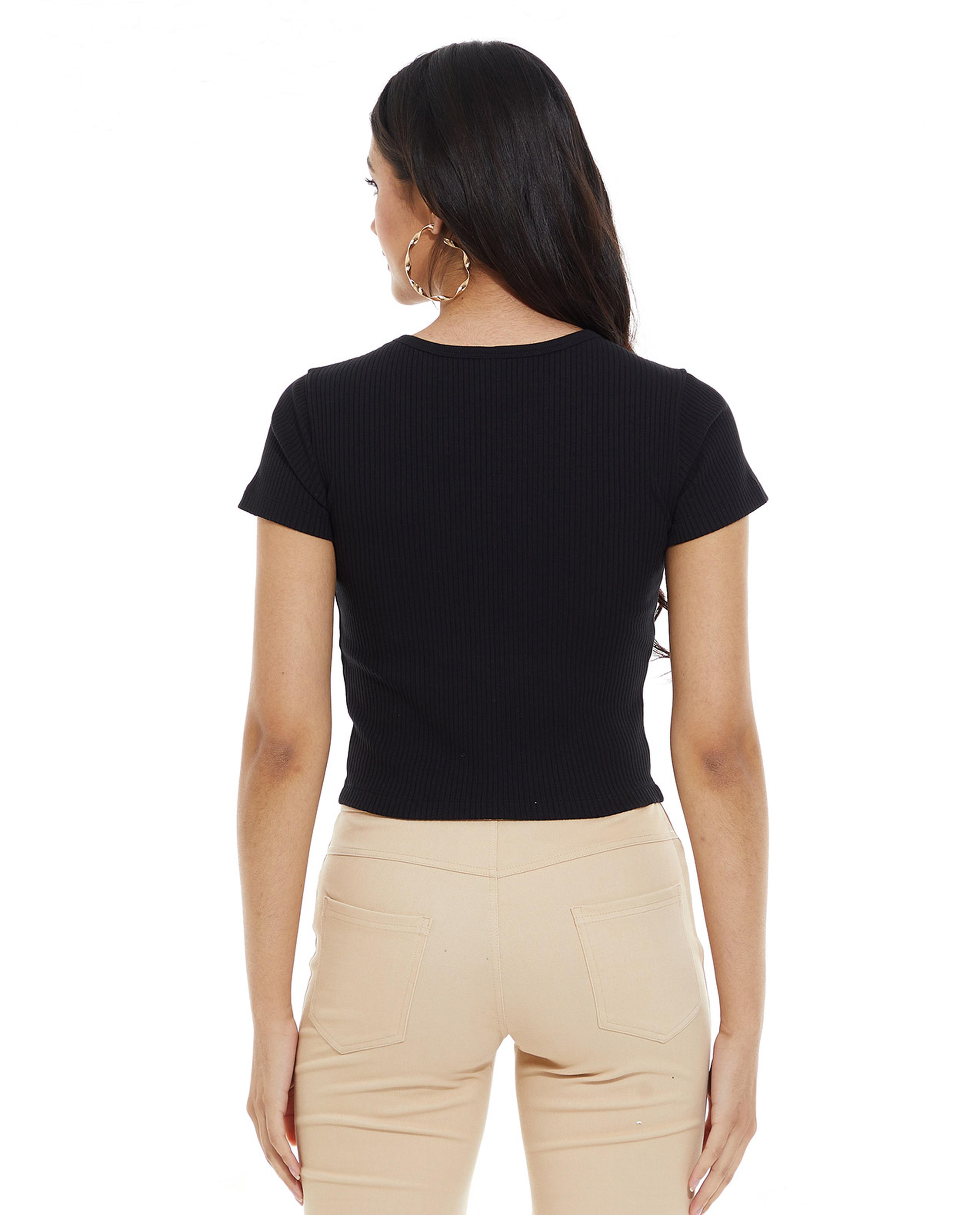 Solid Top with Round Neck and Short Sleeves