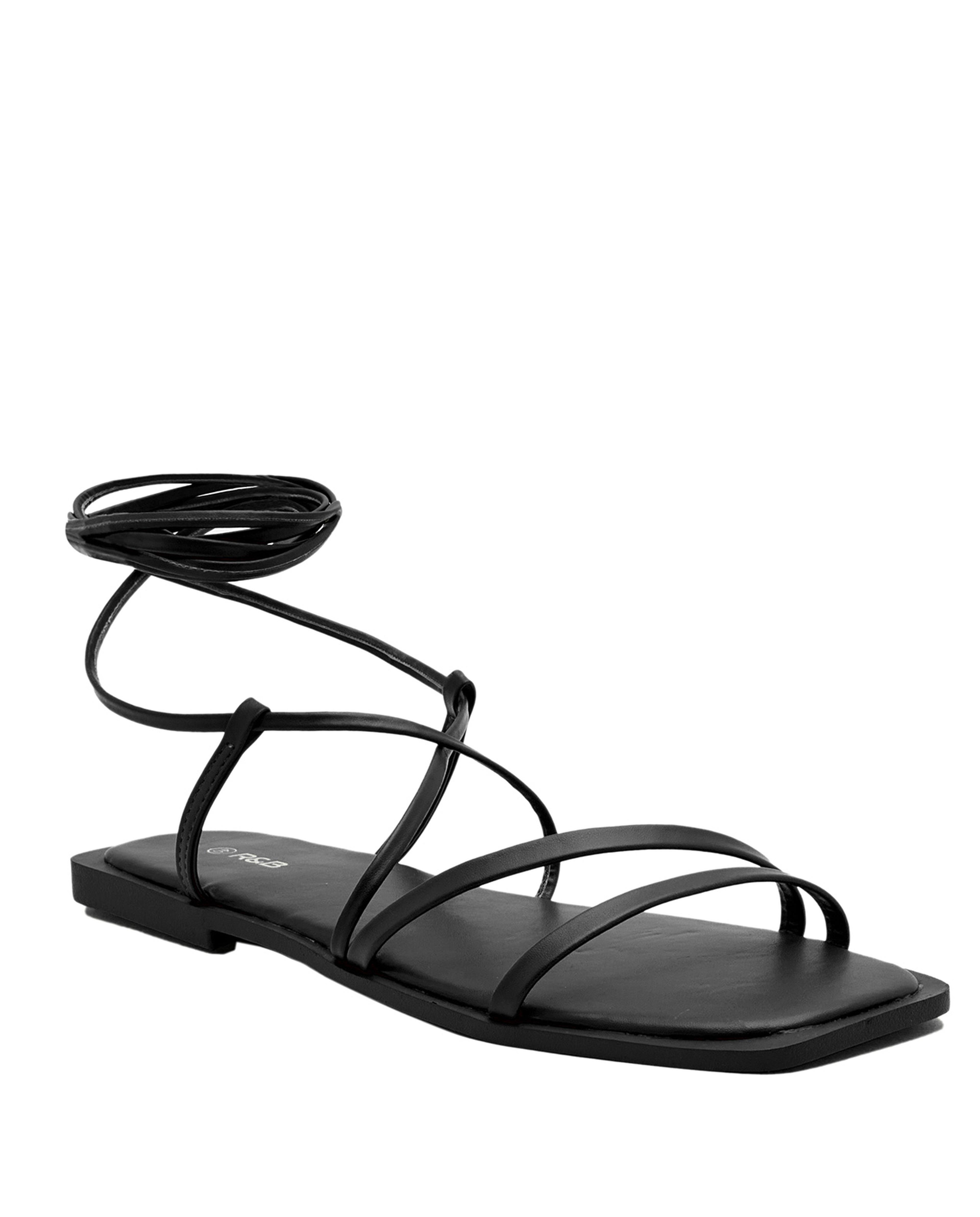 Buy Inc.5 Black Flat Sandals Online at best price at TataCLiQ