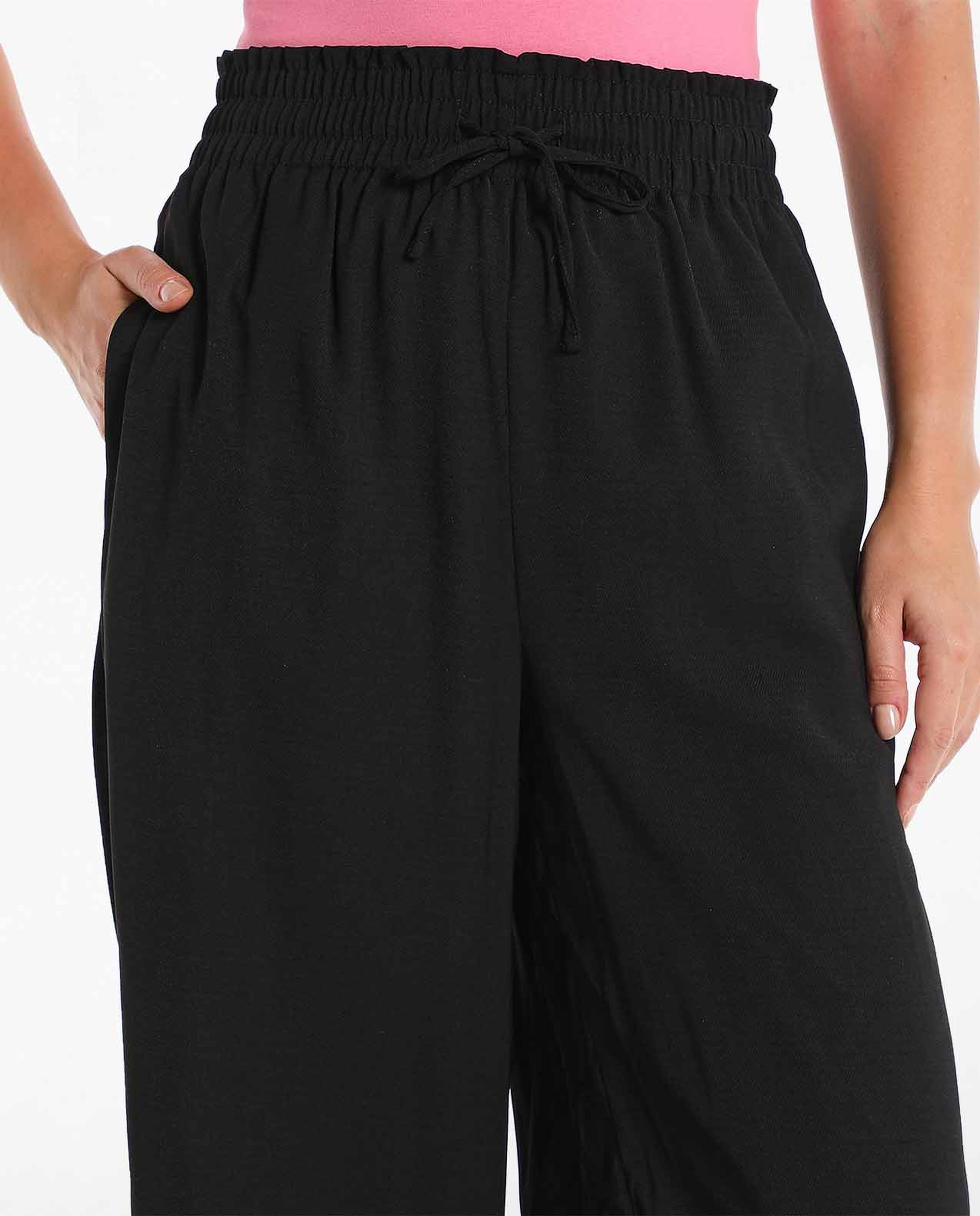 Solid Woven Elasticated Tie Up Waist Culottes