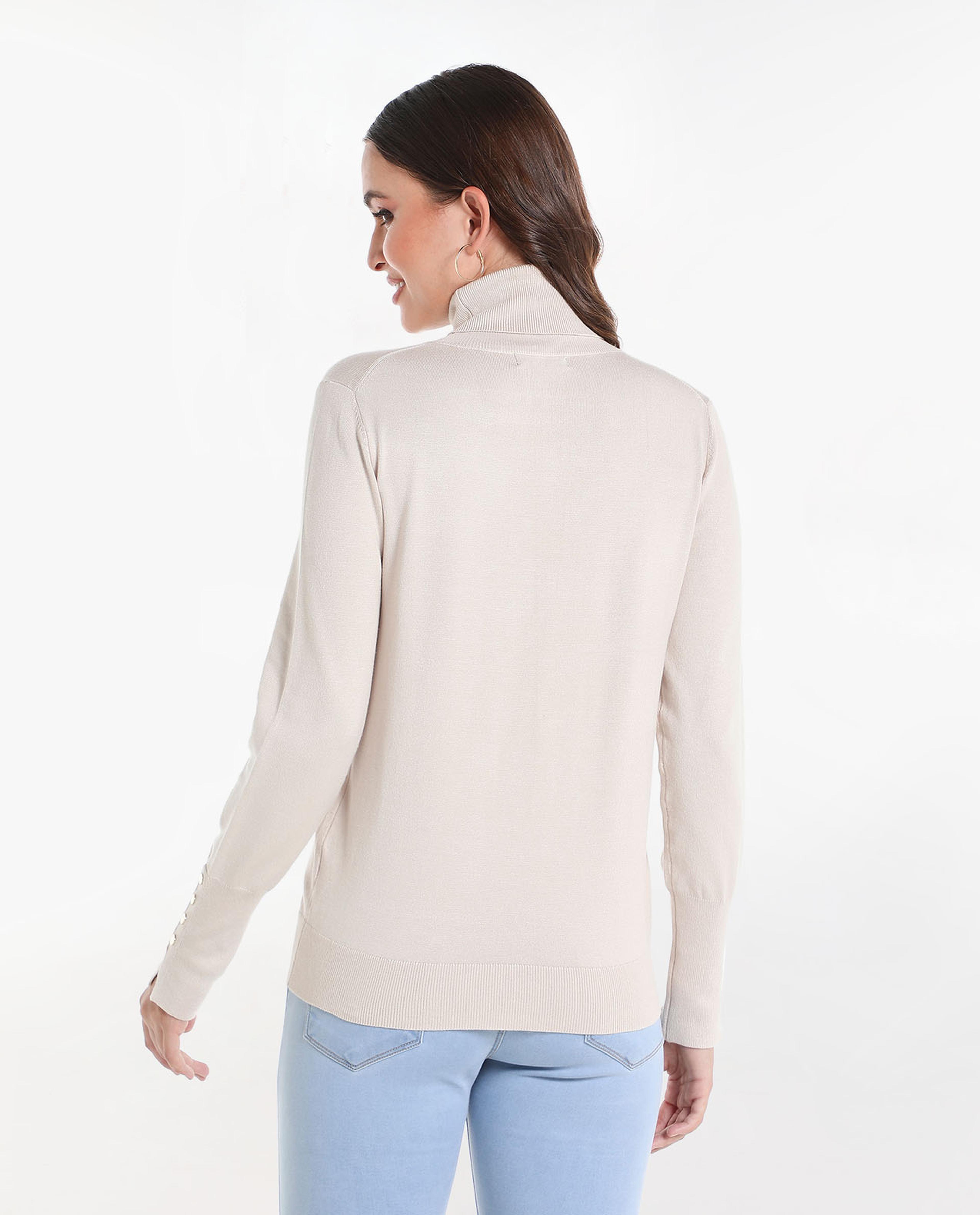 Solid Sweater with Turtle Neck